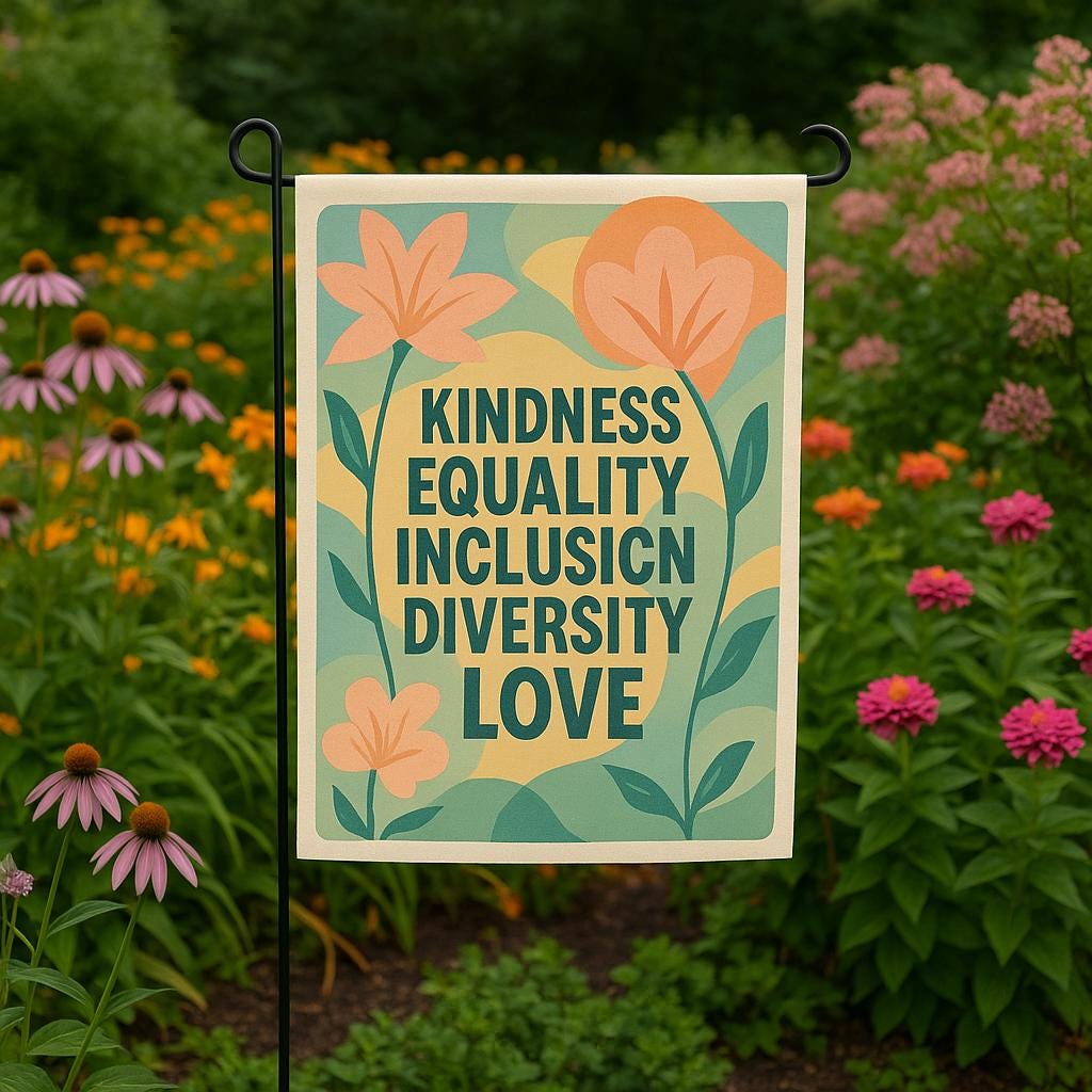 Kindness Equality Inclusion Garden Flag, Diversity Love Yard Sign, Colorful Outdoor Decor, Inspirational Pride Flag for Lawn or Porch