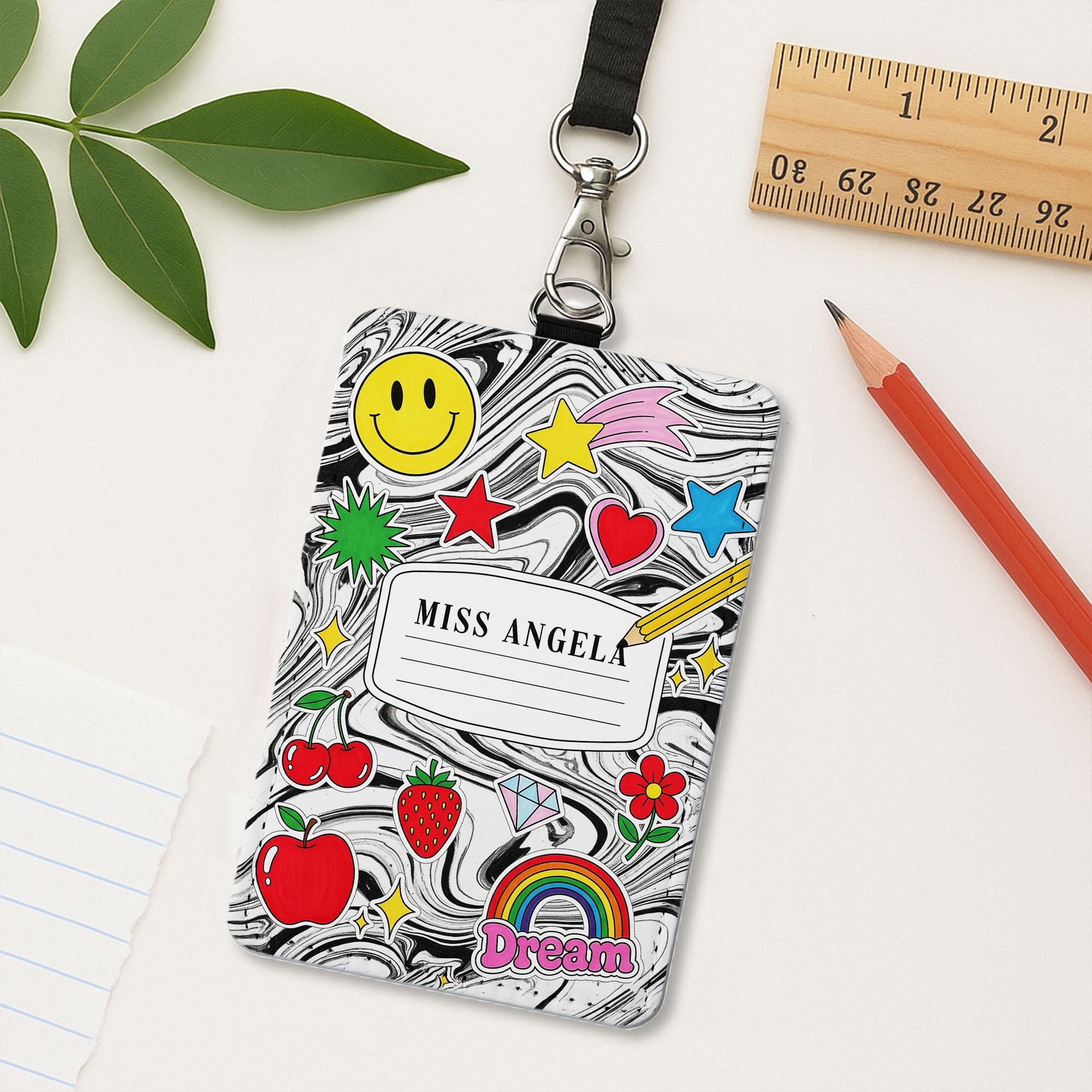 Personalized Teacher Badge Holder, Cute Name Tag Lanyard, Custom ID Holder for Women,Fun School Accessories,Teacher Gift Idea,back to school
