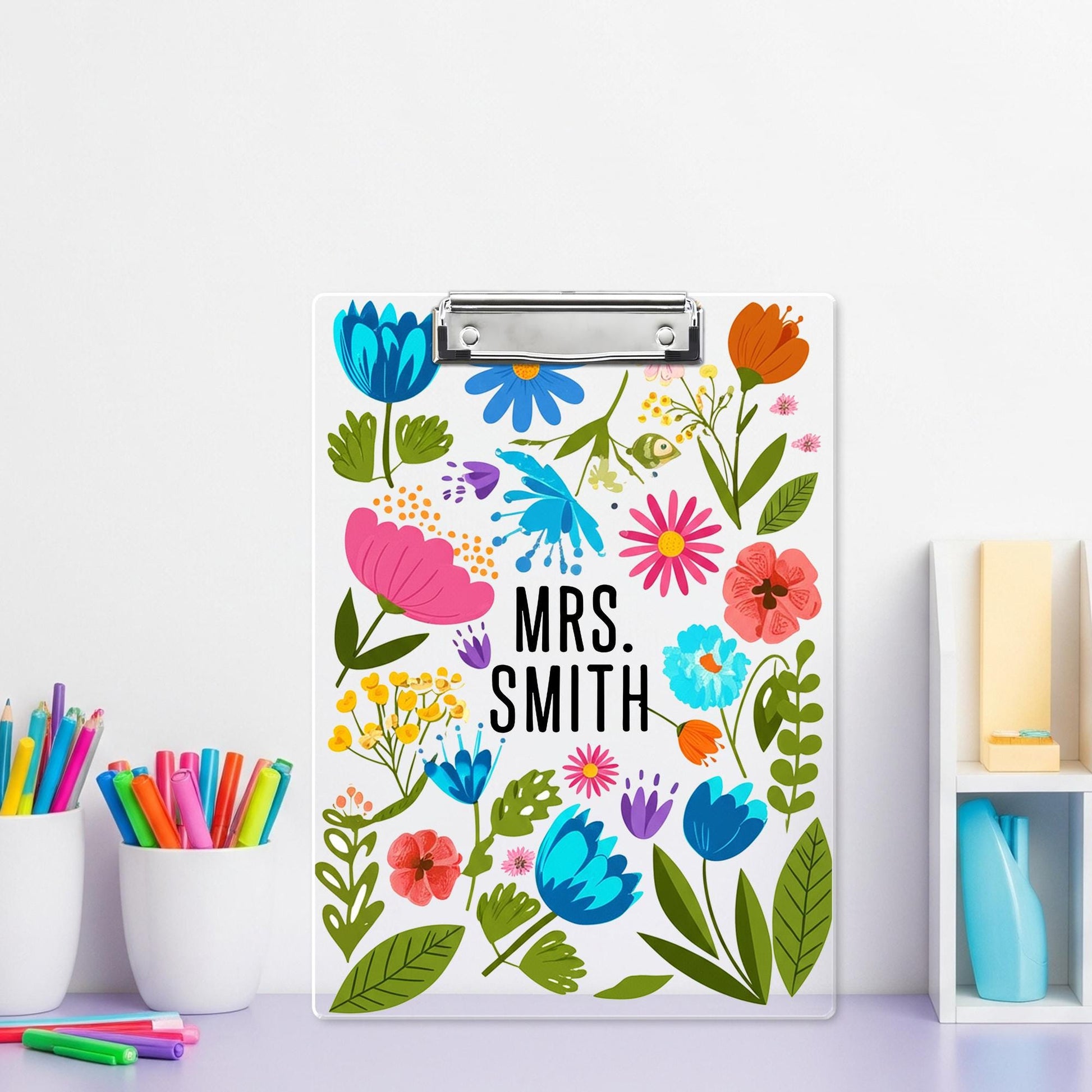 Personalized Teacher Clipboard, Custom Name Clipboard for Teacher, Floral Clipboard Gift, Cute School Office Supplies, Back To School Supply