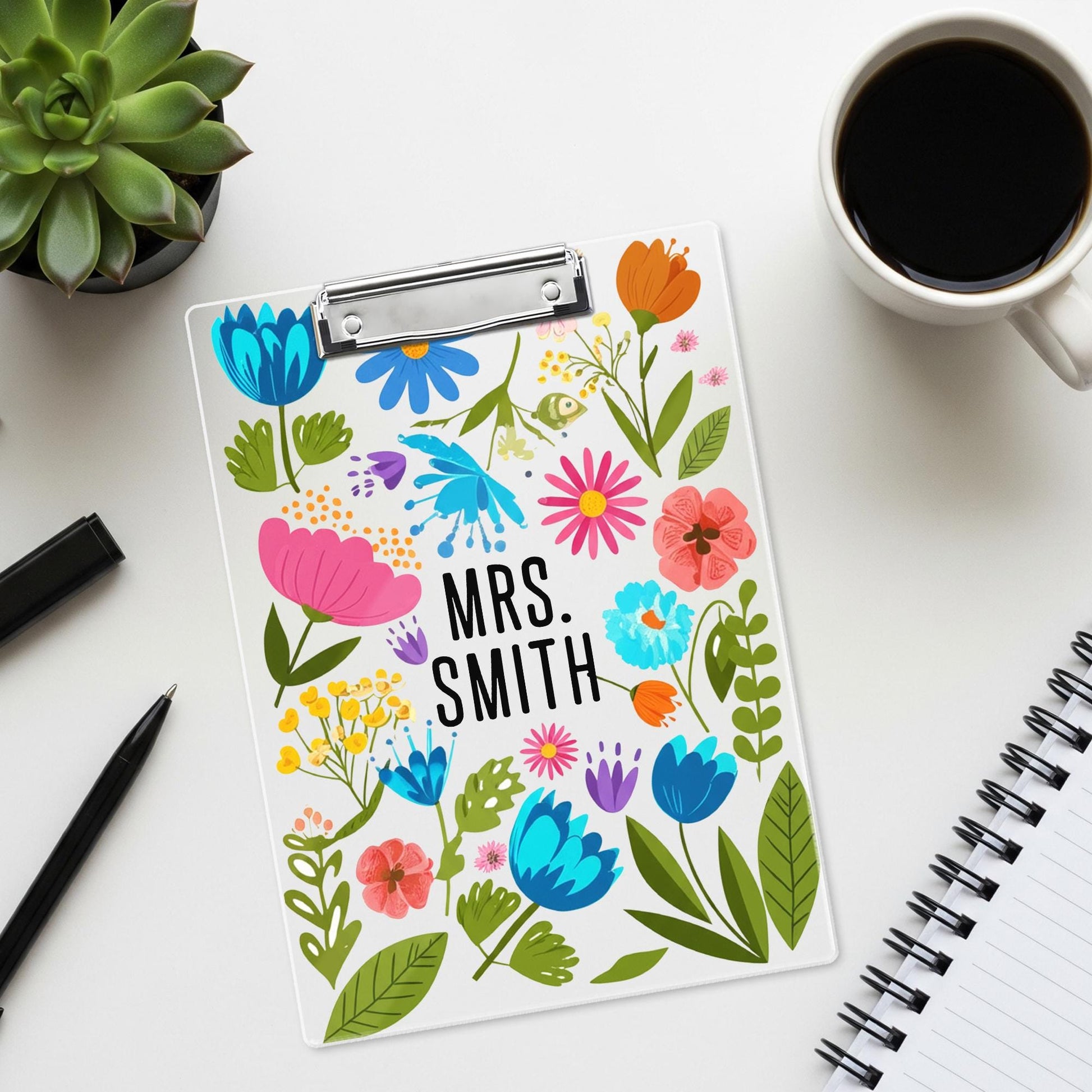 Personalized Teacher Clipboard, Custom Name Clipboard for Teacher, Floral Clipboard Gift, Cute School Office Supplies, Back To School Supply
