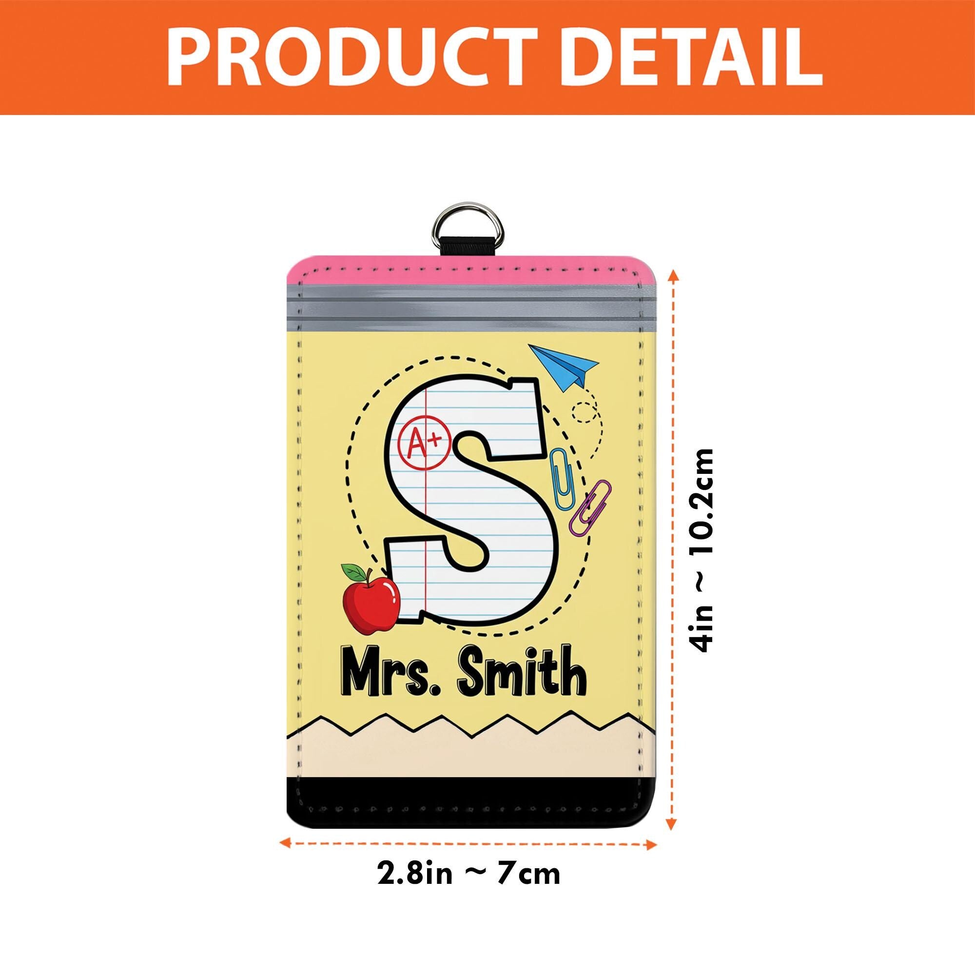 Personalized Teacher Pencil Badge Holder, Custom Name ID Holder, Teacher Gift, Classroom Accessory, Back to School
