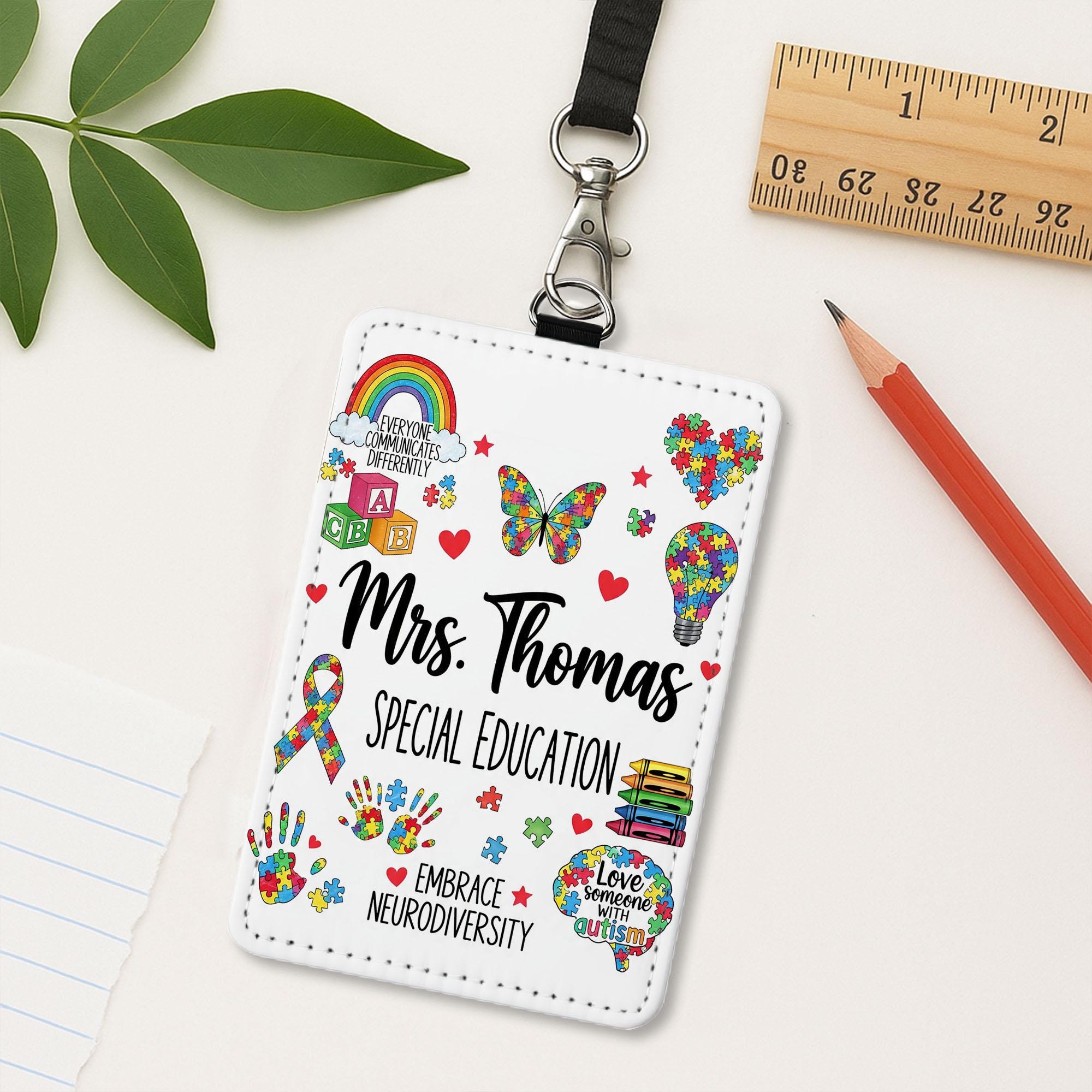 Personalized Special Education Badge Holder, Autism Awareness ID Reel, Neurodiversity Teacher Gift, Custom Name Tag, Paraeducator Lanyard