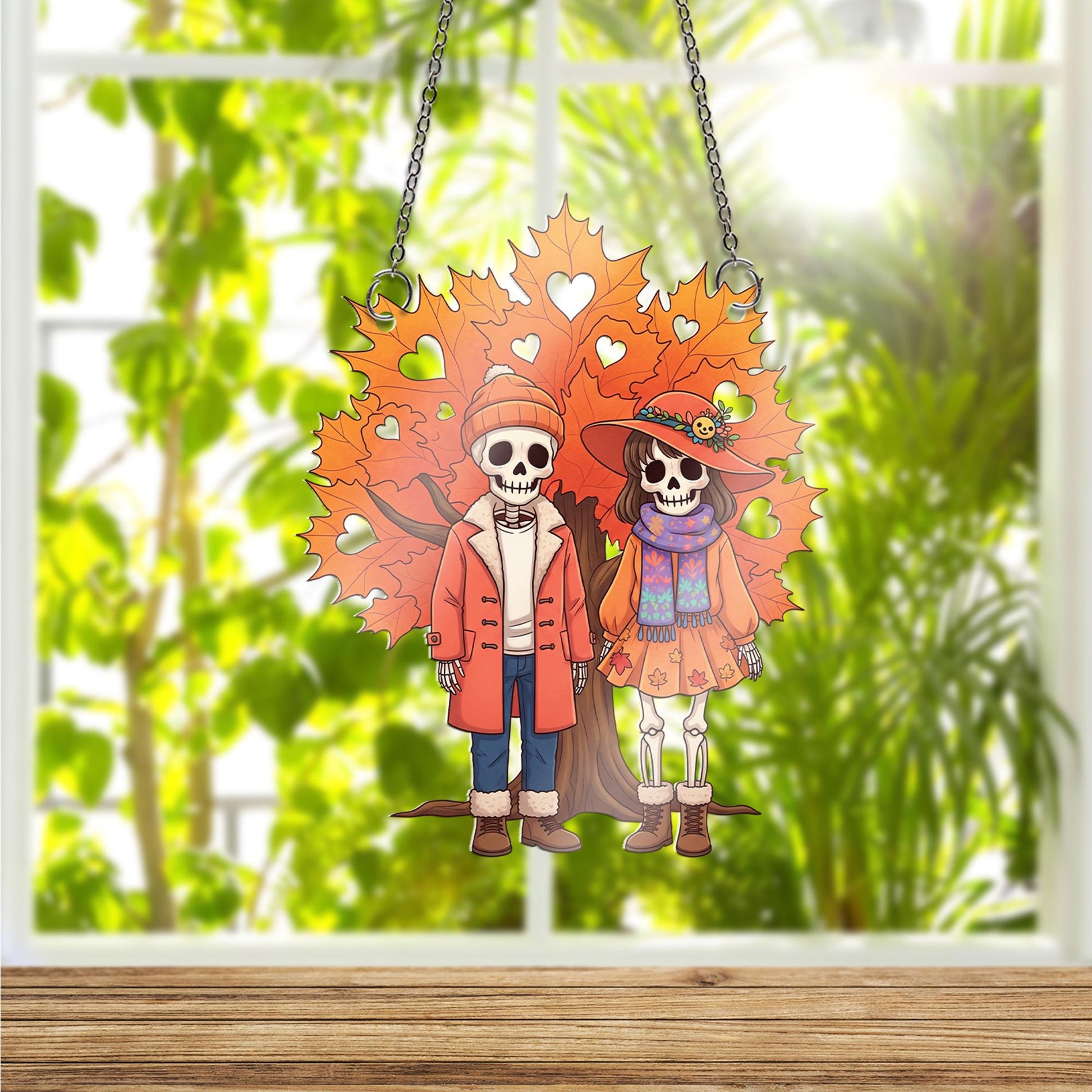 Skeleton Couple Ornament , Gothic Romance Wall Art, Creepy Cute Autumn Love Halloween Ornament, Fall Anniversary Gift