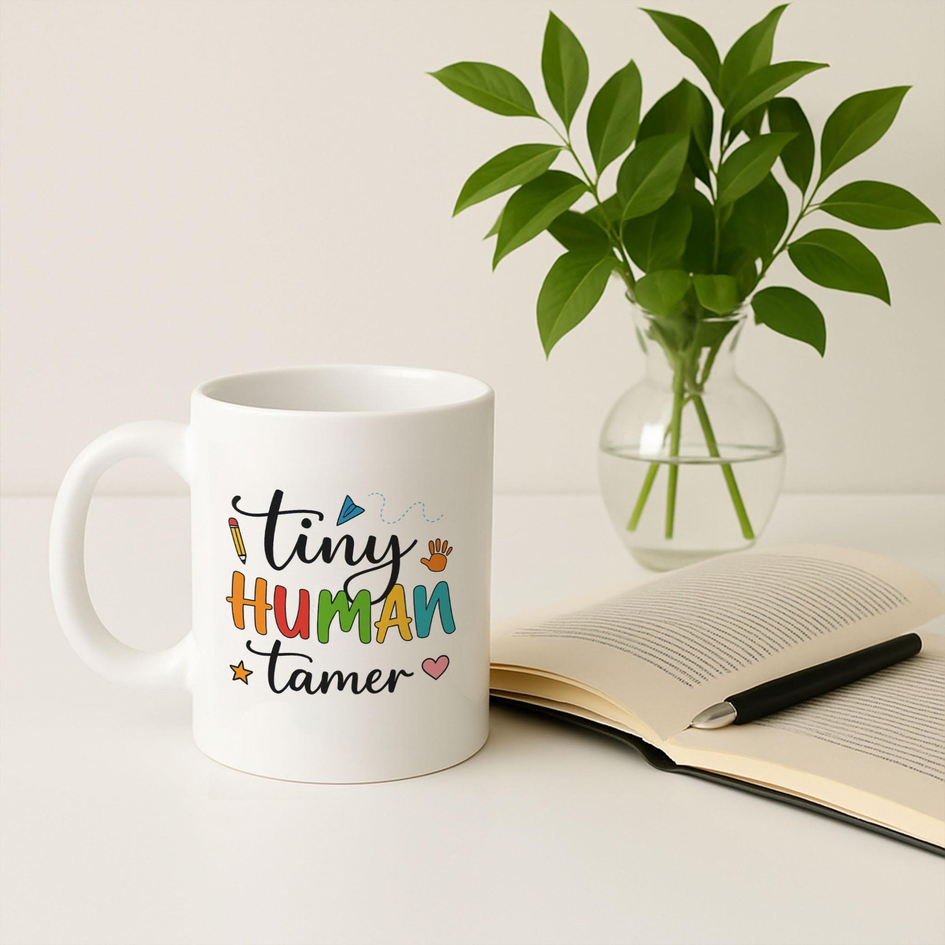Lovely Tiny Human Tamer Mug, Big Heart Little Minds Mug, Teacher Appreciation Gift Set, Educator Thank You Present