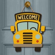 School Bus Welcome Door Sign – Cute Classroom Decor for Teachers, Back to School Wooden Hanger for Entryway or Bulletin Board, Teachers Gift