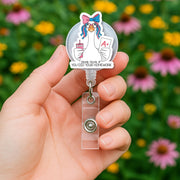 Funny Goose Teacher Badge Reel – "Honk Honk if You Did Your Homework" ID Holder for Educators, Nurses or Staff, Teachers Back To School Clip