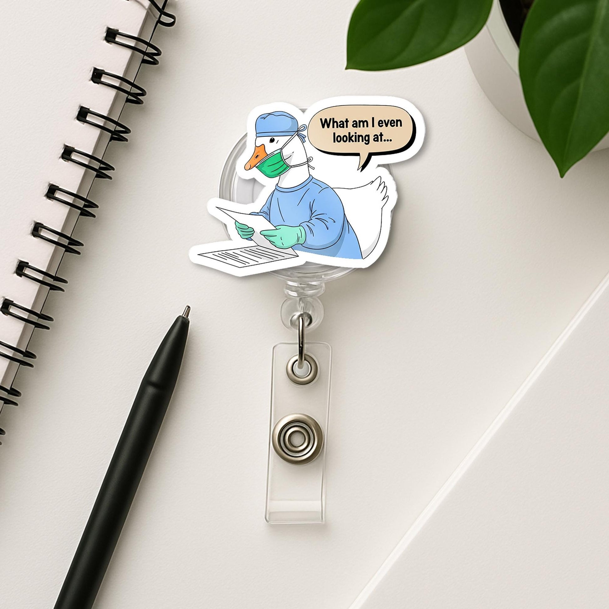 Funny Goose Medical Badge Reel, What Am I Even Looking At ID Holder, Surgeon Clip, Gift for Nurses, Doctors, Student Lanyard, Hospital Staff