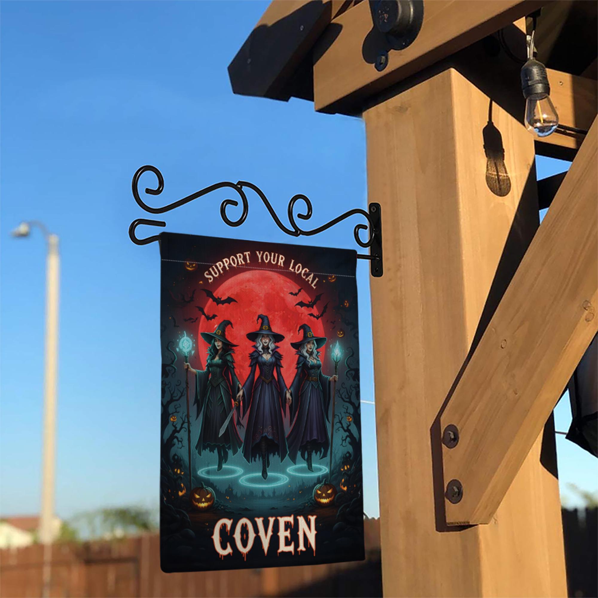 Support Your Local Coven Garden Flag – Witch Halloween Decor, Spooky Gothic Yard Banner, Witches Outdoor Sign for Halloween Vibes