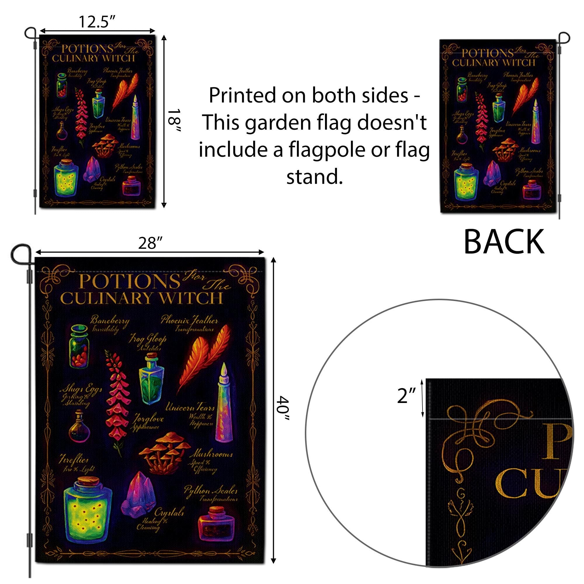 Culinary Witch Garden Flag, Halloween Potions Yard Decor, Witchy Cottagecore Welcome Banner, Spooky Season Outdoor Apothecary Art