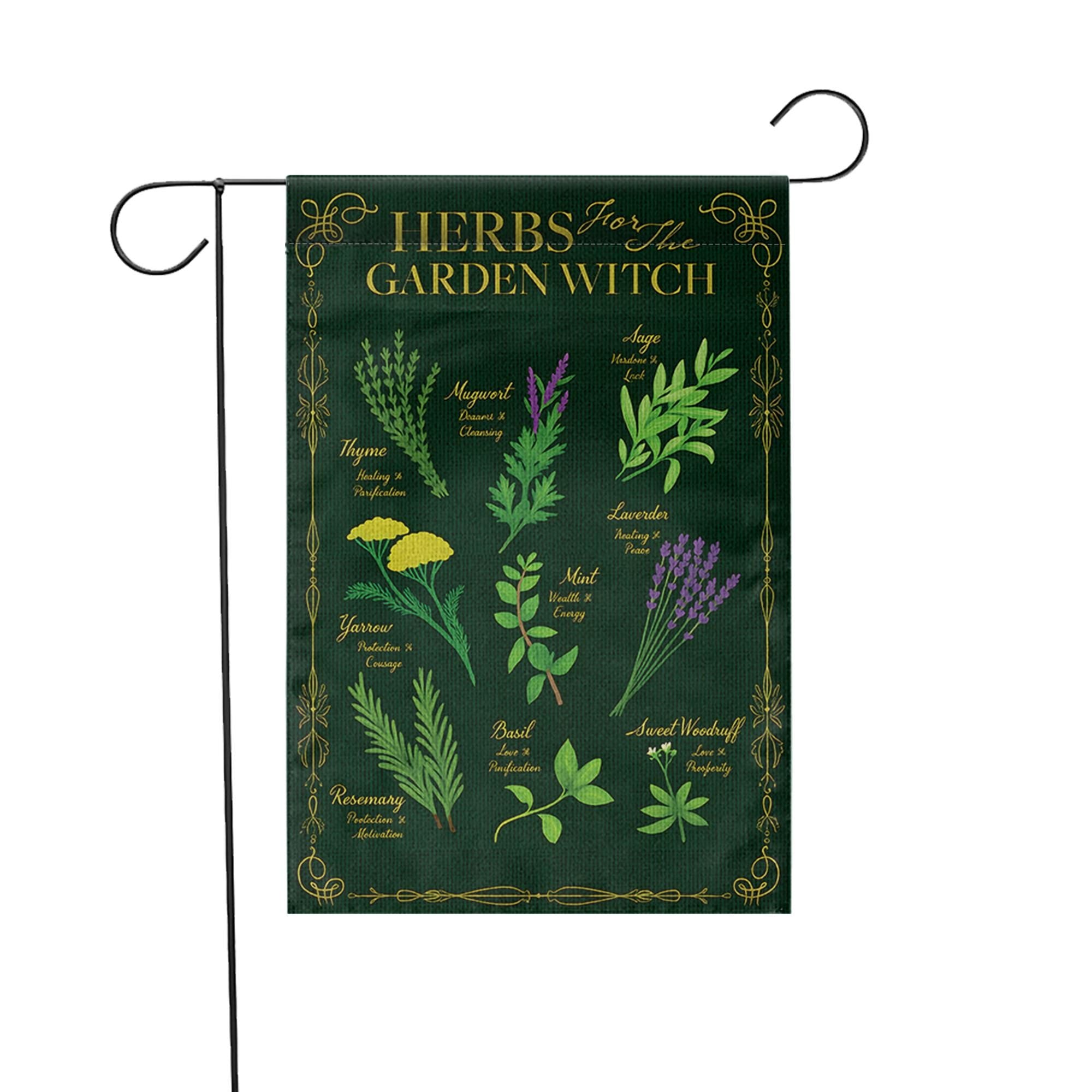 Witchy Garden Flag, Herbs for the Garden Witch Banner, Botanical Outdoor Decor, Magical Herb Garden Art, Pagan Home & Garden Gift