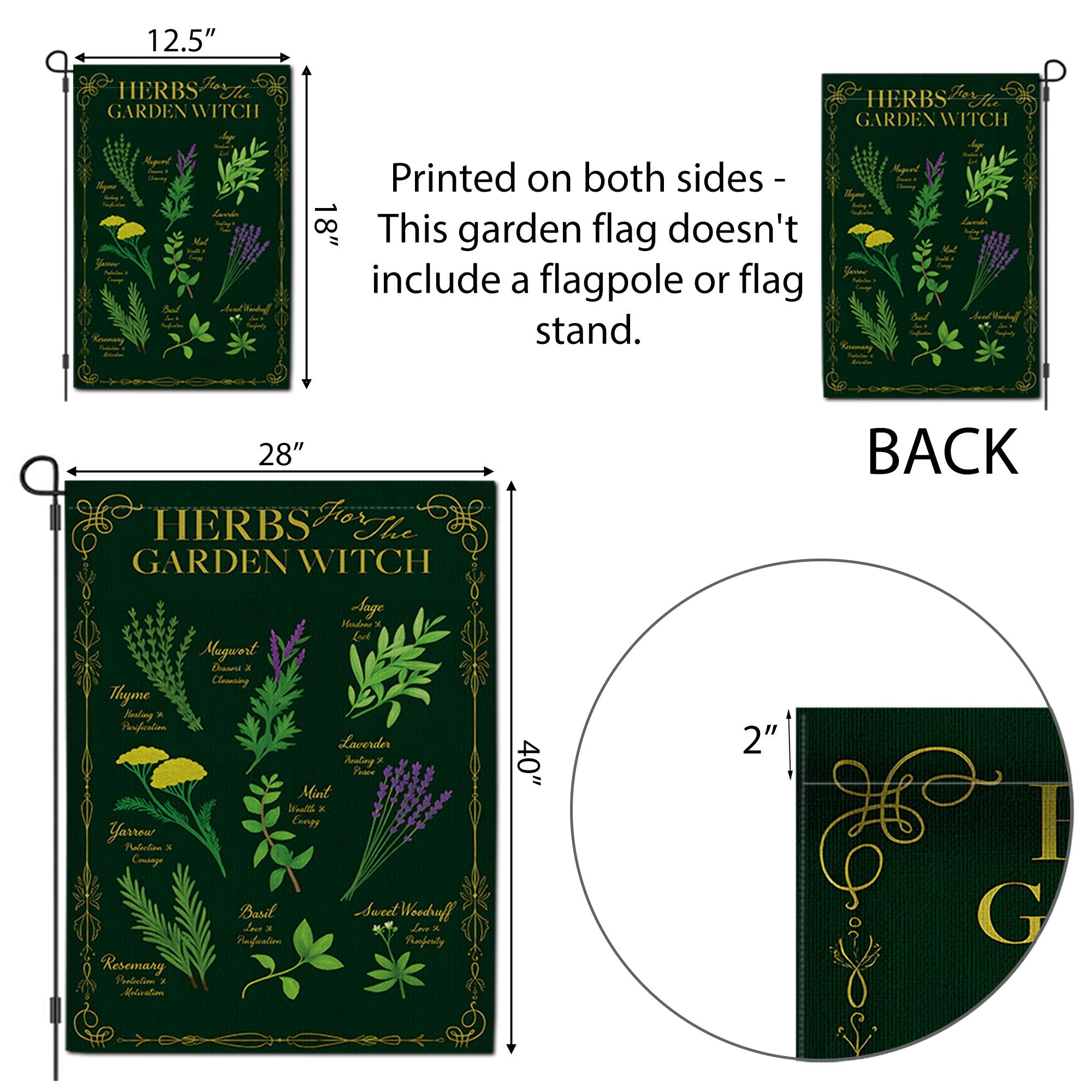Witchy Garden Flag, Herbs for the Garden Witch Banner, Botanical Outdoor Decor, Magical Herb Garden Art, Pagan Home & Garden Gift