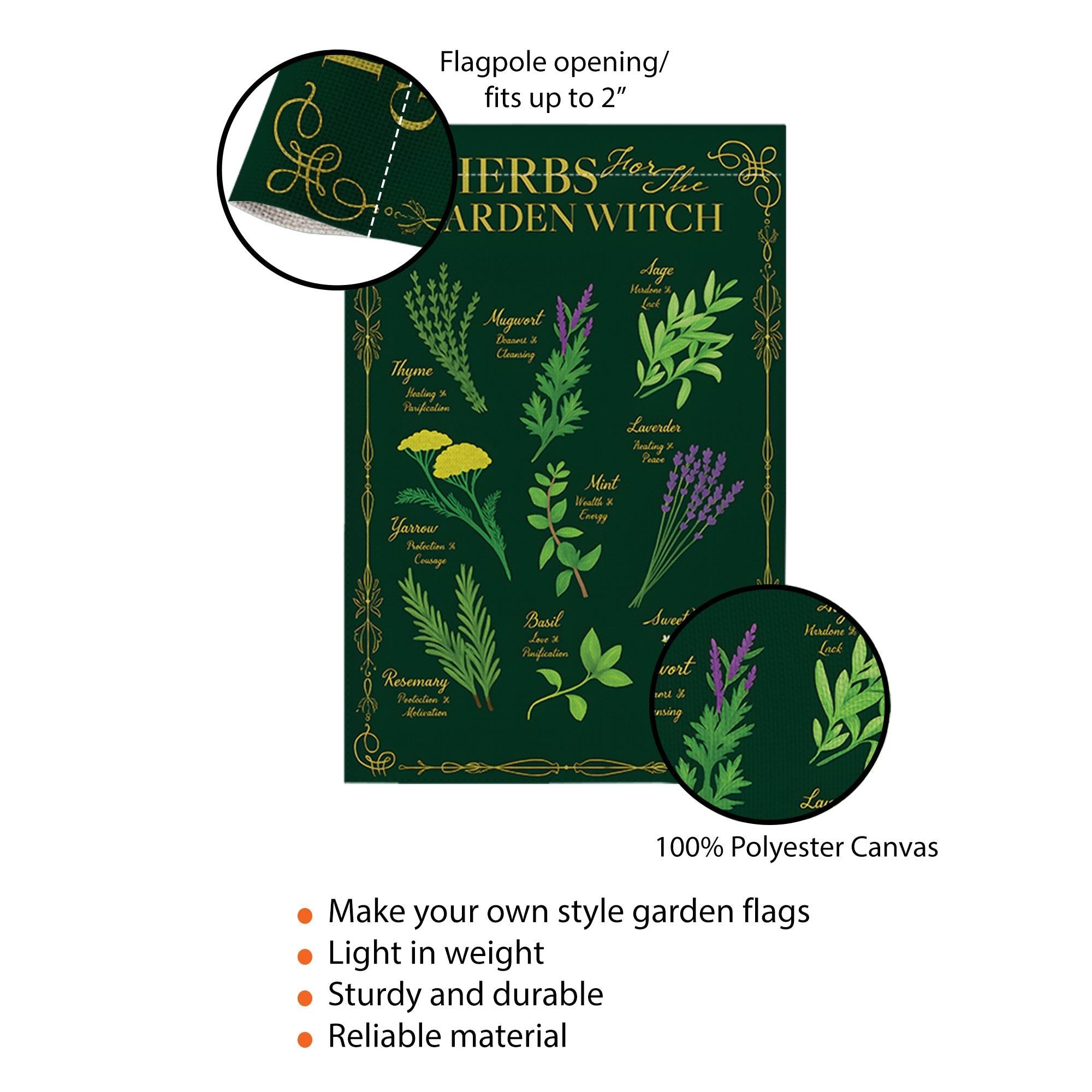Witchy Garden Flag, Herbs for the Garden Witch Banner, Botanical Outdoor Decor, Magical Herb Garden Art, Pagan Home & Garden Gift
