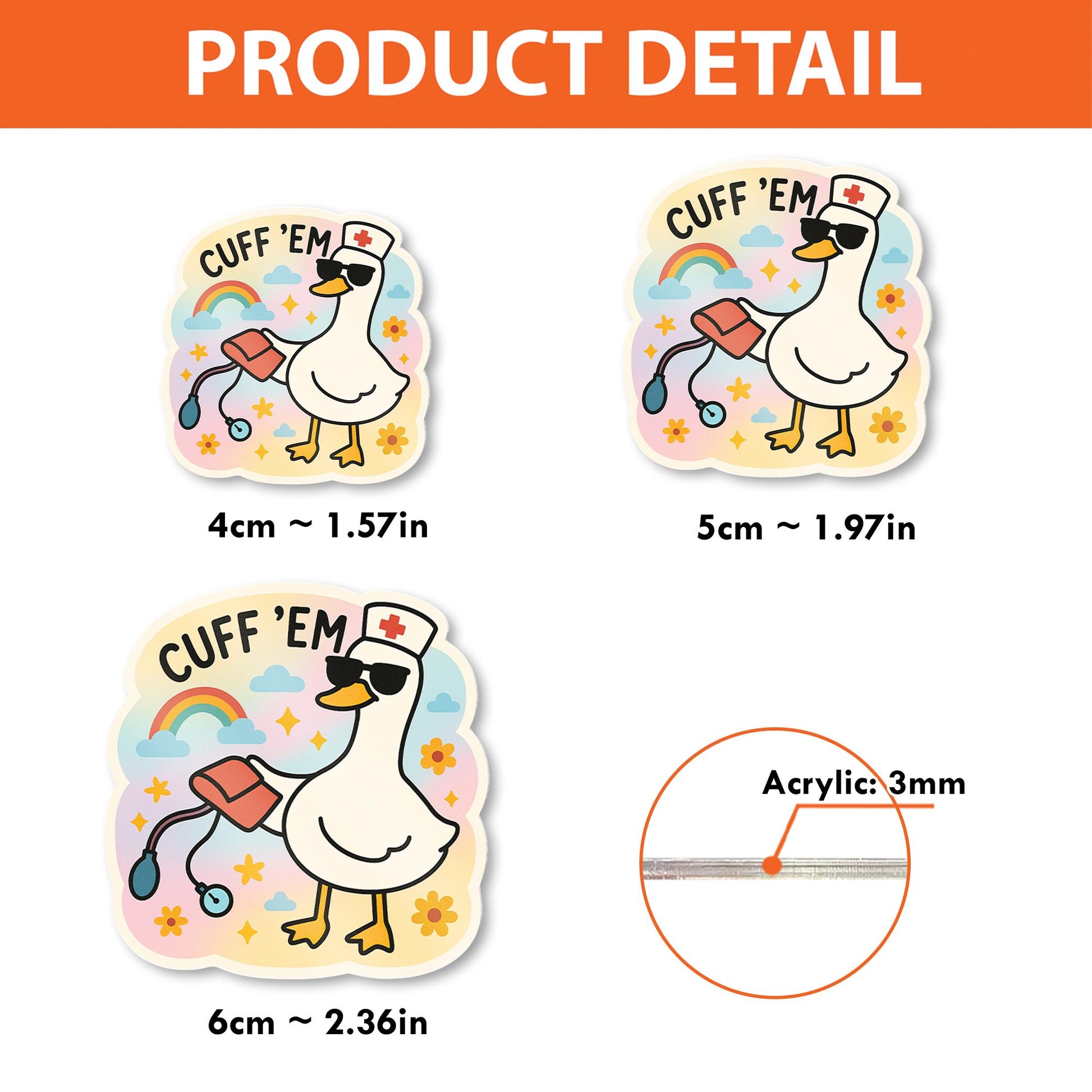 Funny Goose Badge Reel, Nurse ID Badge Holder, Cuff 'Em Duck Clip, Cute RN Retractable Badge, Nurse Humor Gift for Coworker