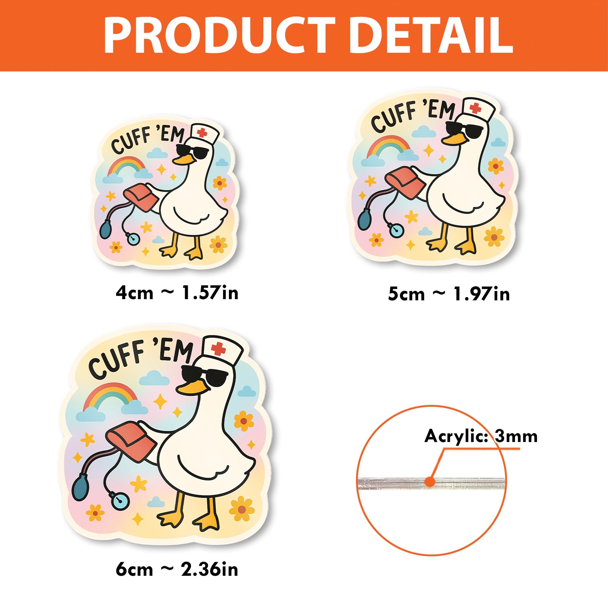 Funny Goose Badge Reel, Nurse ID Badge Holder, Cuff 'Em Duck Clip, Cute RN Retractable Badge, Nurse Humor Gift for Coworker