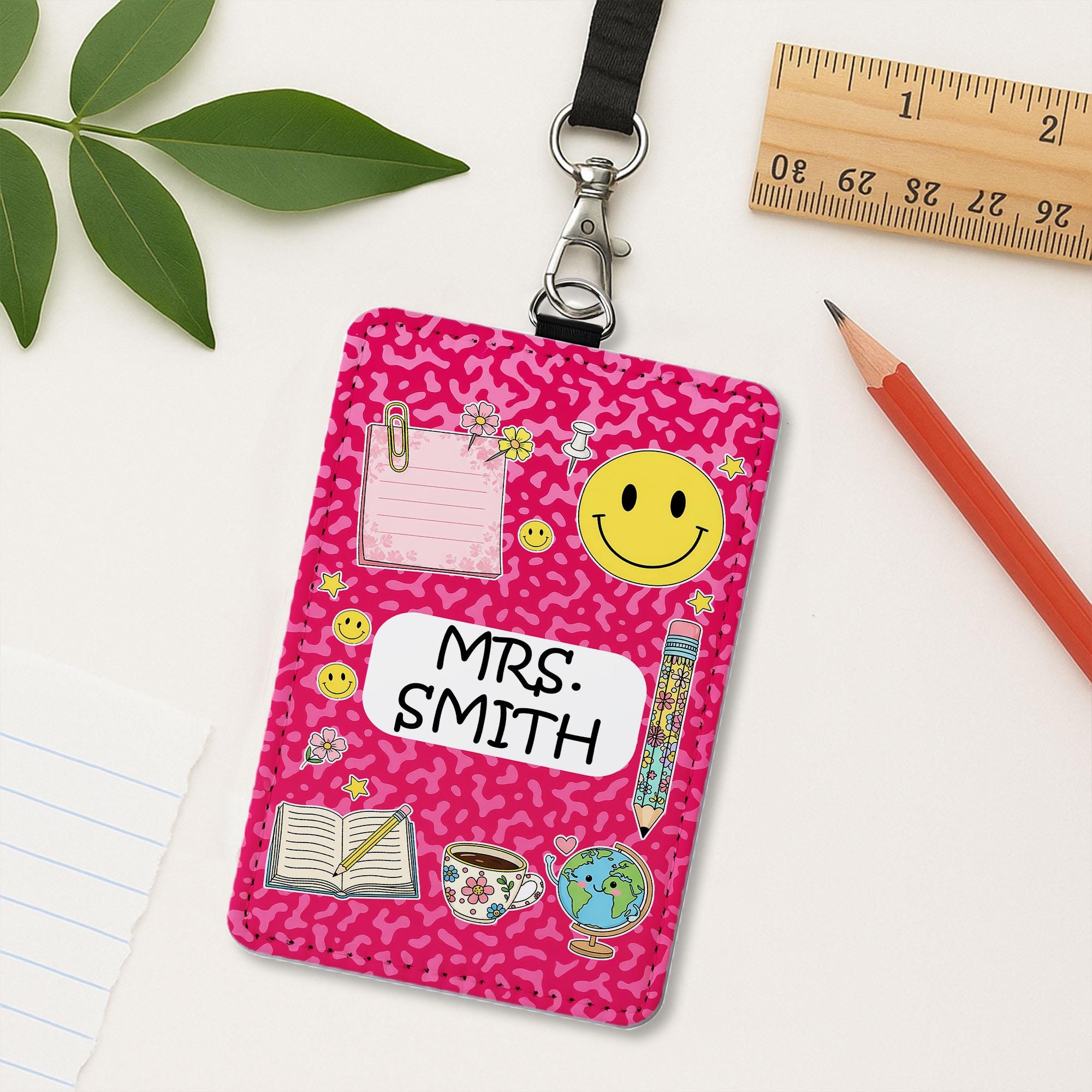 Personalized Teacher Name Badge Holder, Cute Classroom Lanyard ID Tag, Back to School Gift for Teachers, Teachers Badge Reel, School Lanyard