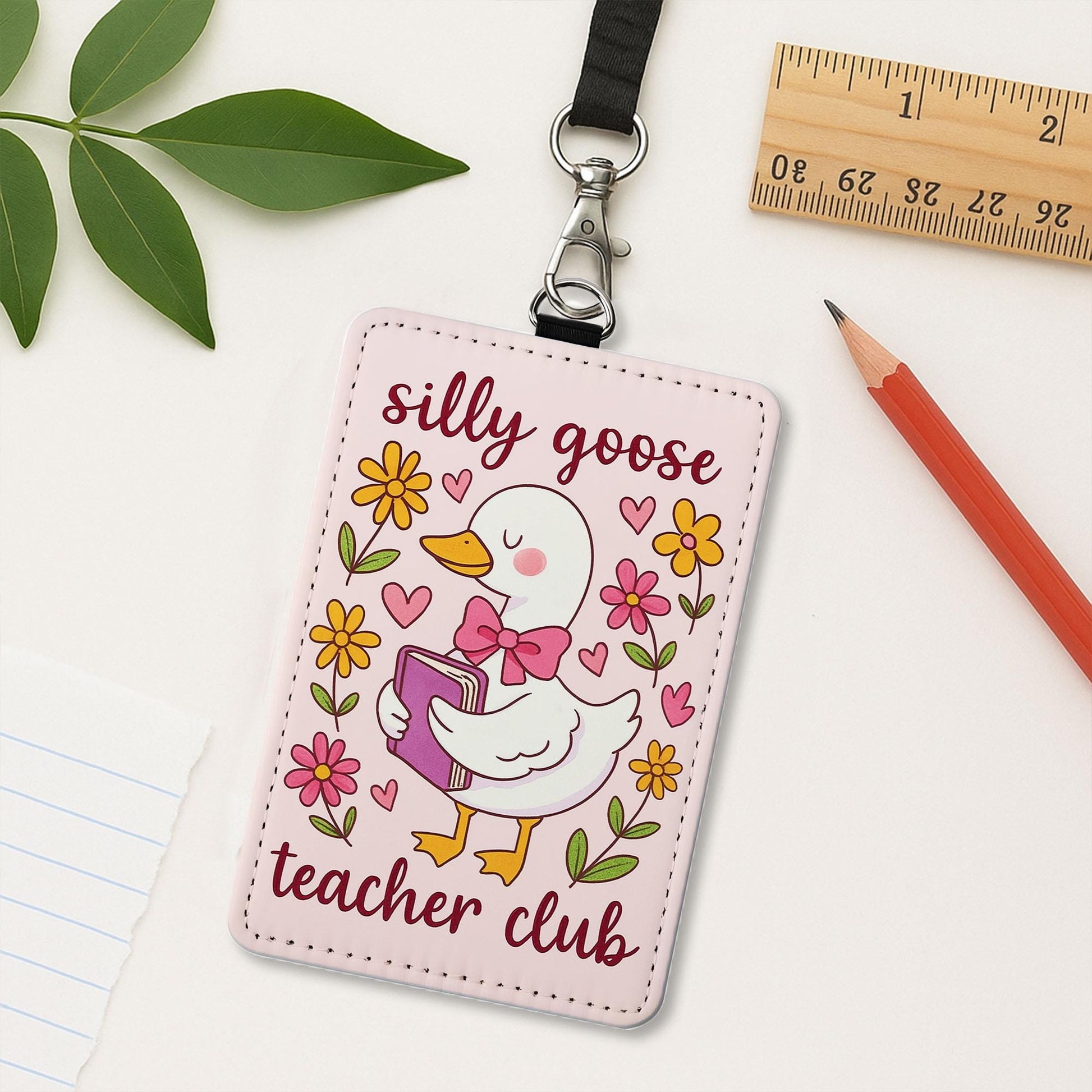 Silly Goose Teacher Club Badge | Cute Goose ID Holder for Teachers | Fun Lanyard Accessory | Back to School Gift for Educators, Teachers