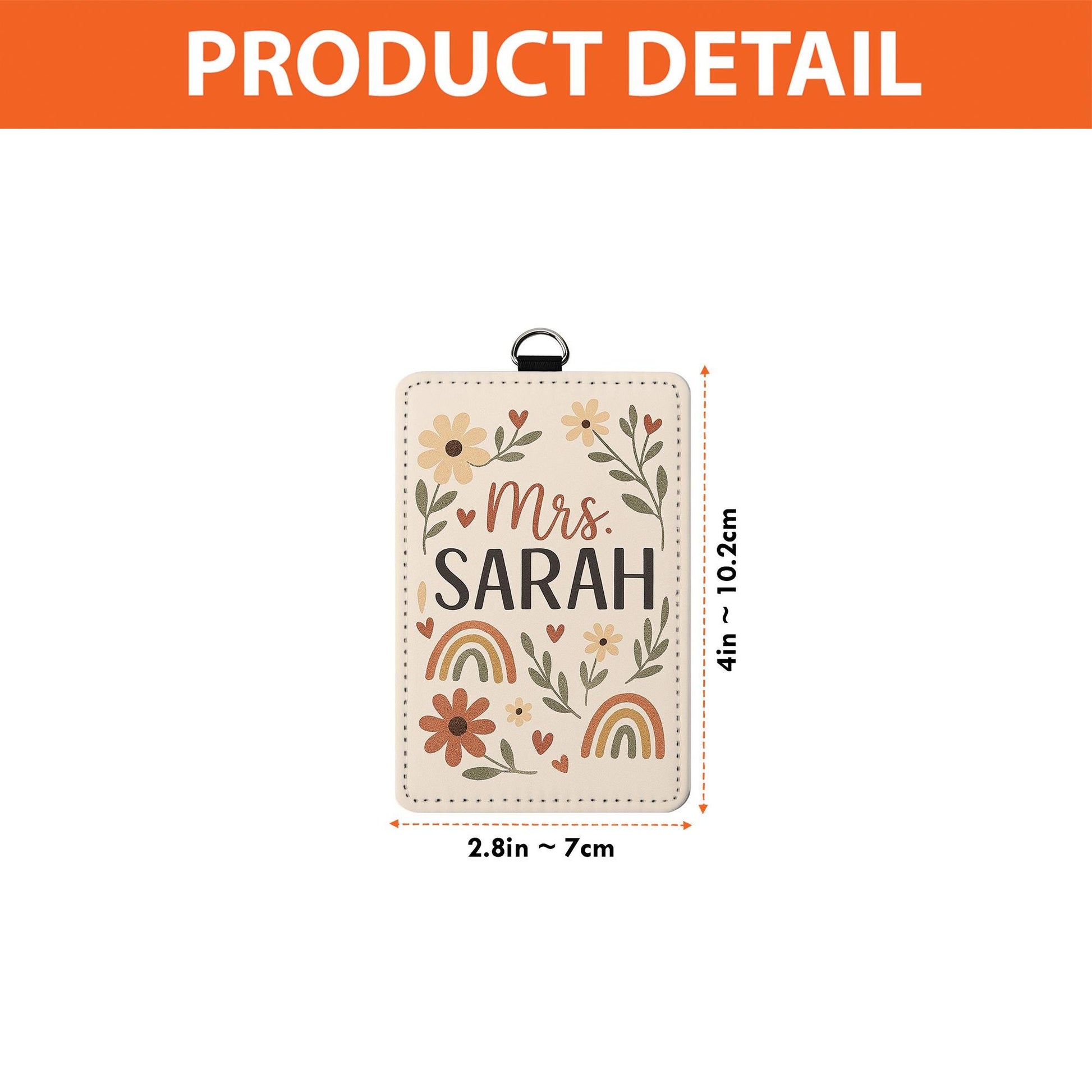 Personalized Teacher Name Badge Holder, Boho Floral ID Holder for Women, Custom Lanyard Tag, Back to School Gift for Teachers, Educators