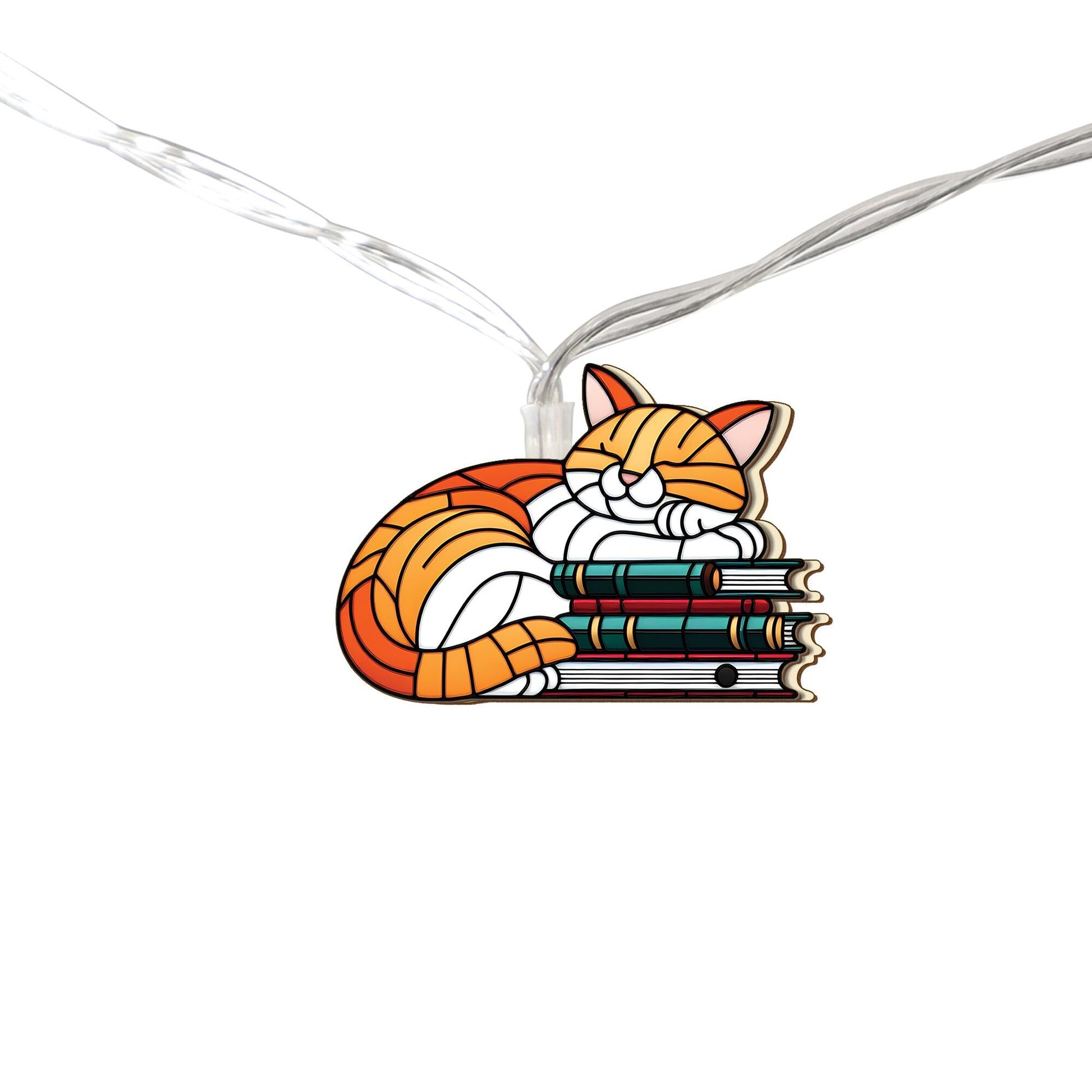 Cat Book String Lights, Cozy Reading Lights, Cute Cat Lover Decor, Bookish Bedroom Fairy Lights, Kitty String Lights for Readers