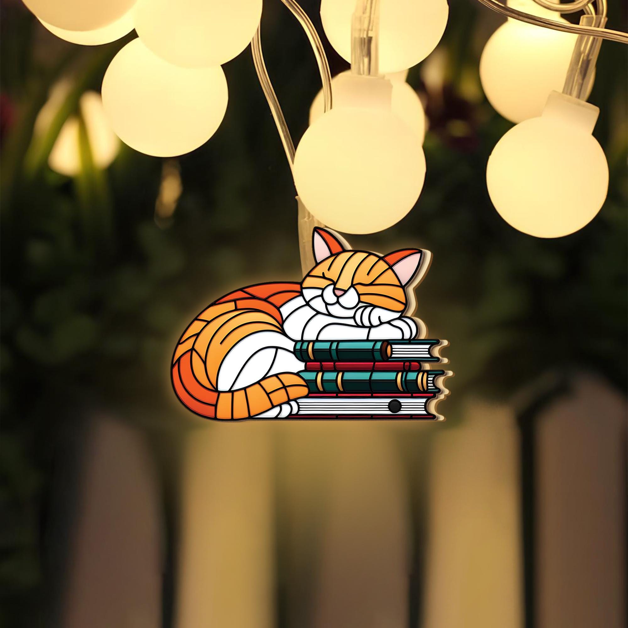 Cat Book String Lights, Cozy Reading Lights, Cute Cat Lover Decor, Bookish Bedroom Fairy Lights, Kitty String Lights for Readers