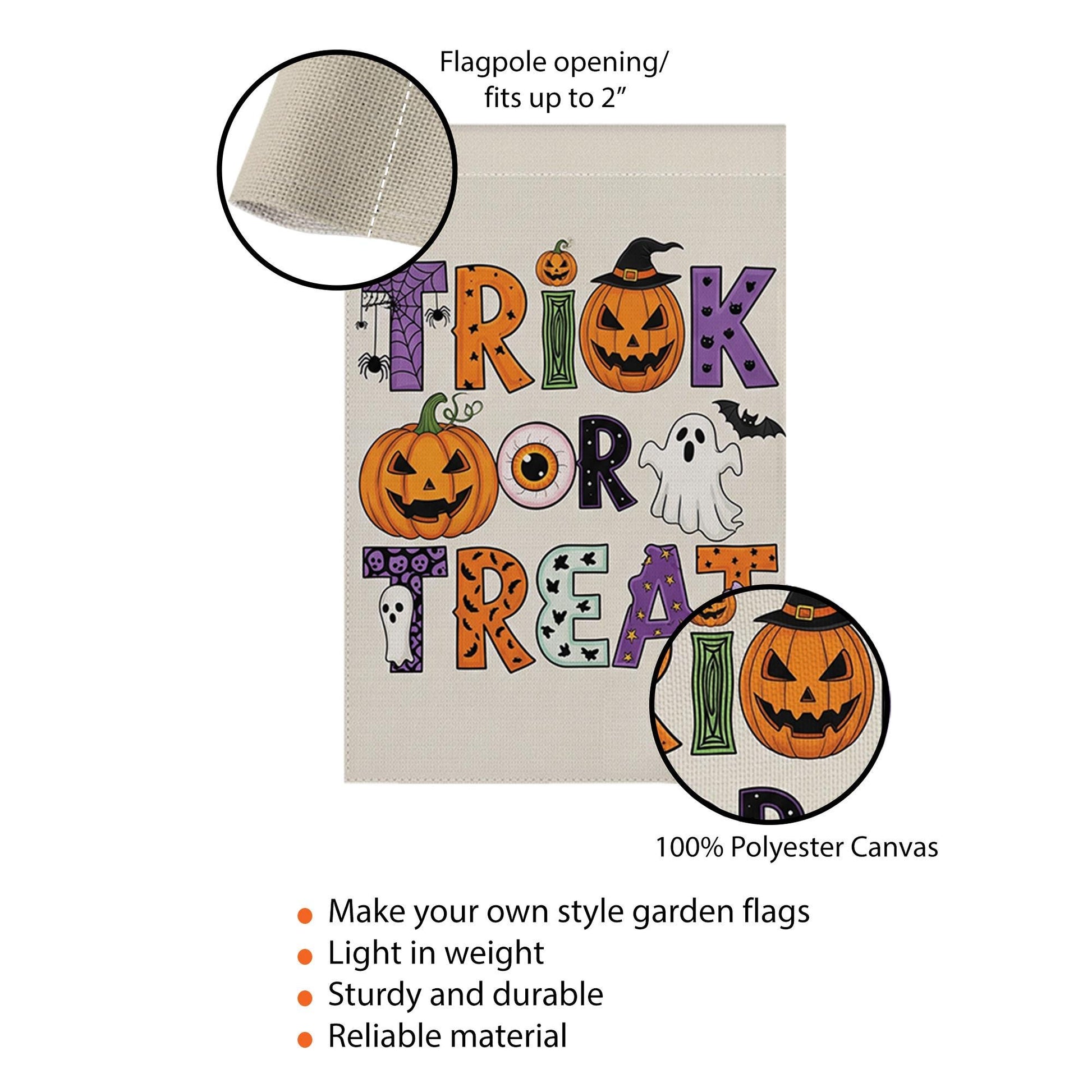 Trick or Treat Garden Flag Halloween Yard Banner Cute Ghost Pumpkin Outdoor Fall Decor