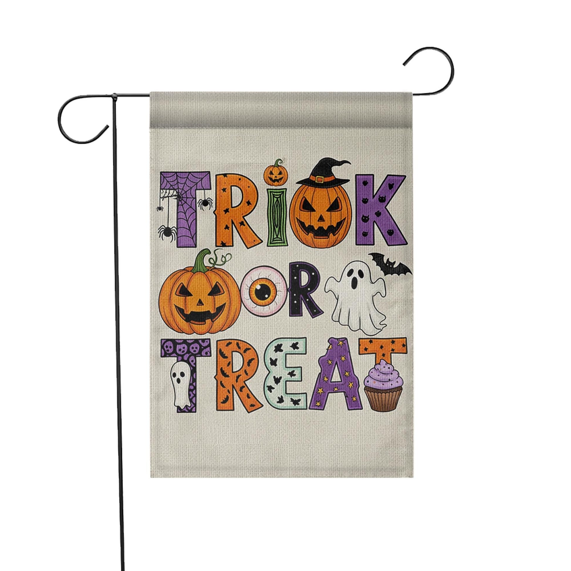 Trick or Treat Garden Flag Halloween Yard Banner Cute Ghost Pumpkin Outdoor Fall Decor