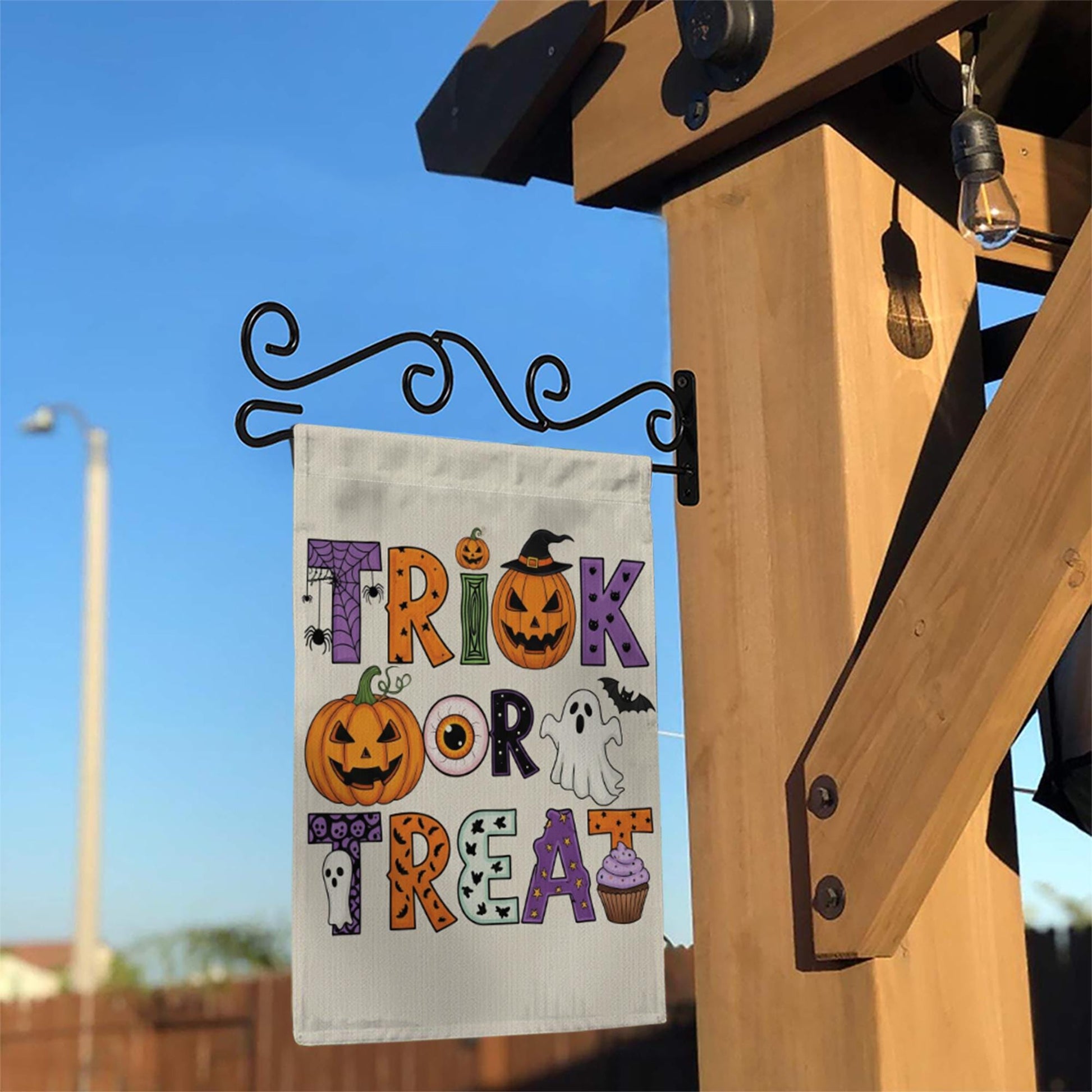 Trick or Treat Garden Flag Halloween Yard Banner Cute Ghost Pumpkin Outdoor Fall Decor