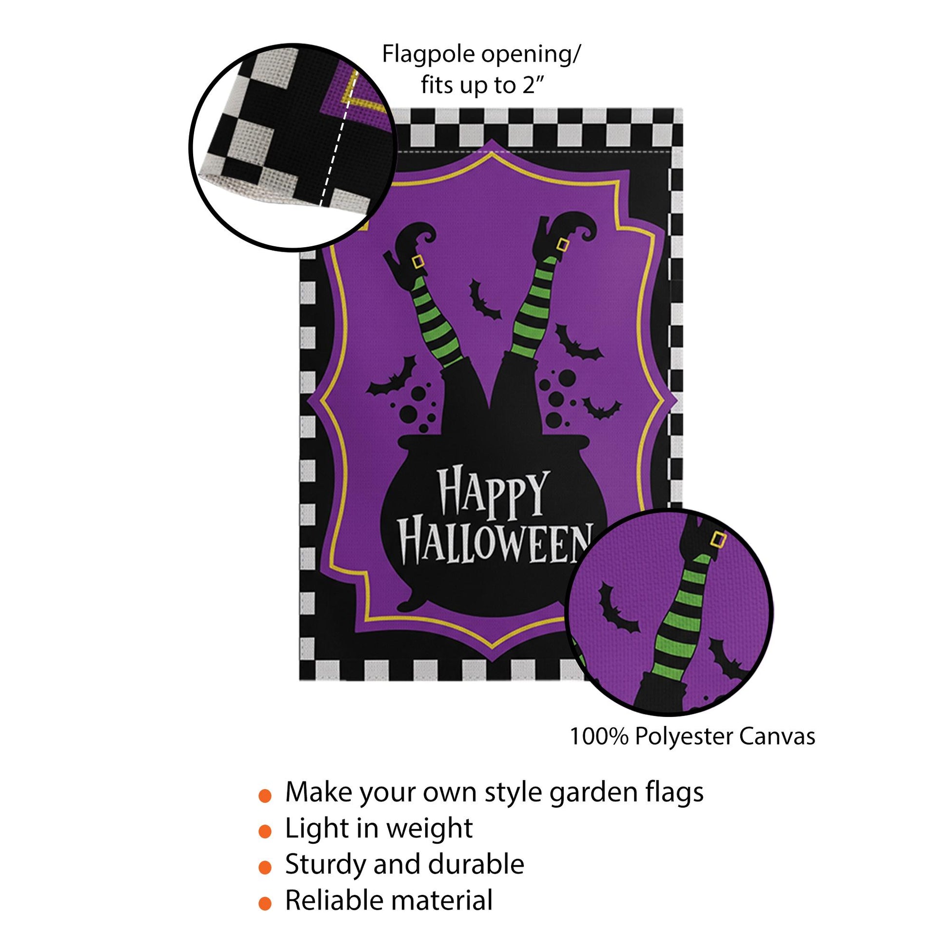 Happy Halloween Garden Flag Witch Legs Cauldron Yard Banner Outdoor Spooky Fall Decor