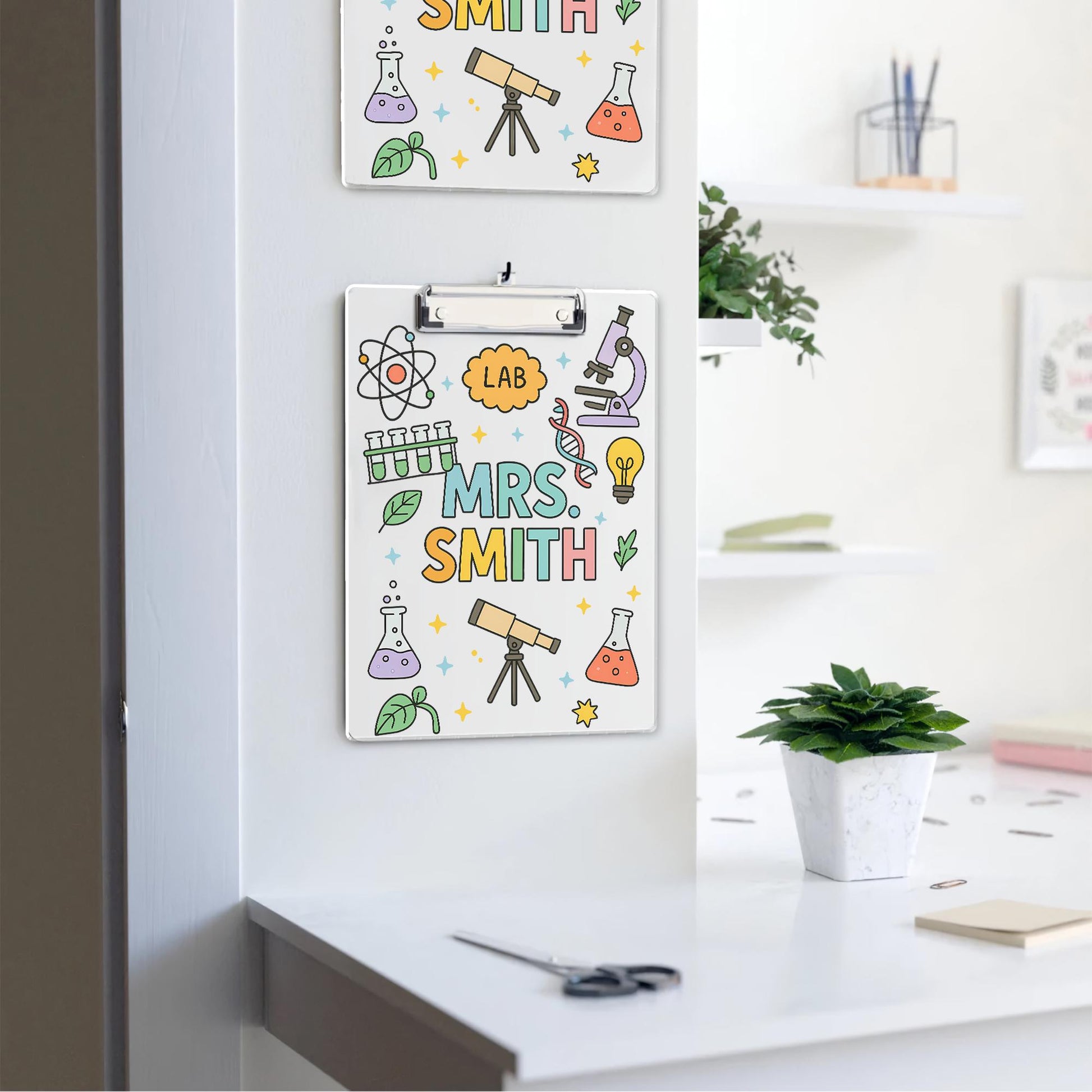 Custom Science Teacher Clipboard, Personalized Lab Design Gift, Cute Back to School Classroom Accessory for STEM Educators