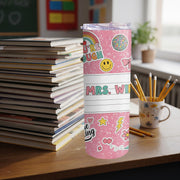 Personalized Pink Teacher Tumbler 20oz, Back to School Gift, Custom Name Cup for Classroom, Cute Teacher Appreciation Mug