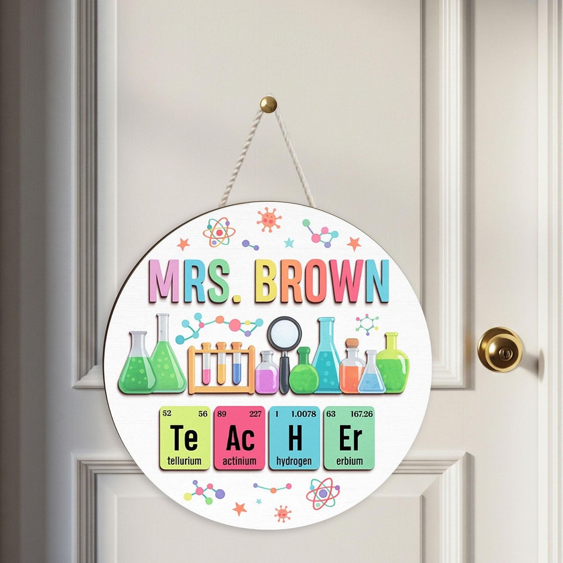 Custom Science Teacher Sign, Personalized Chemistry Door Decor, Back to School Gift for Teacher, Lab Theme Wooden Classroom Sign