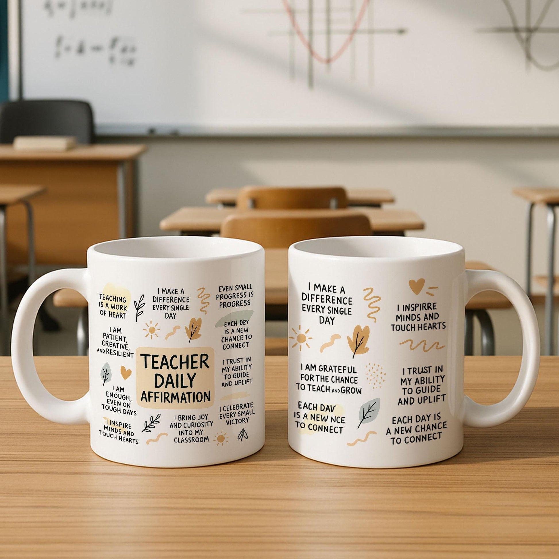 Cute Teacher Affirmation Mug – Daily Positive Quotes for Educators – Inspirational Gift for Teachers, Back to School or Appreciation
