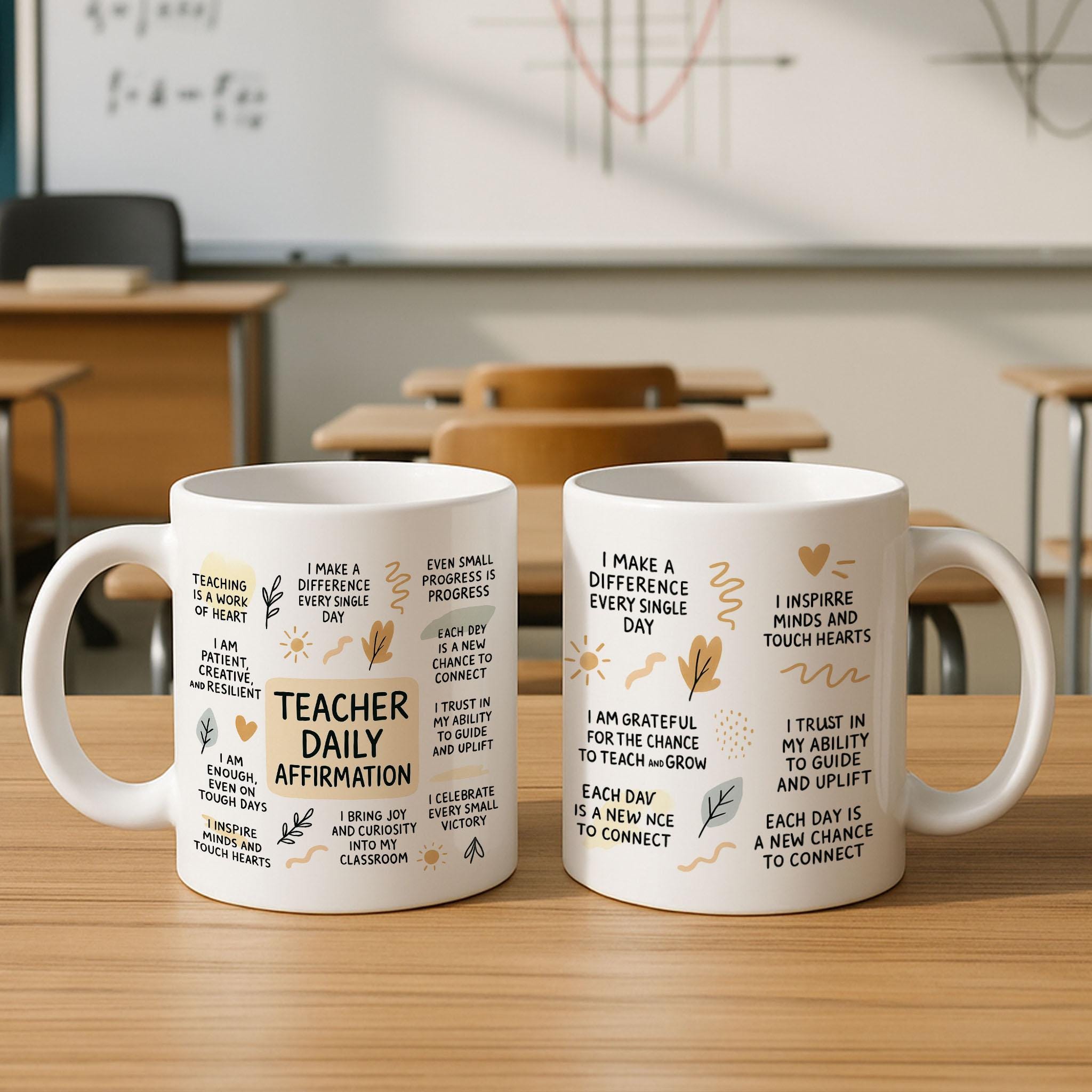 Cute Teacher Affirmation Mug – Daily Positive Quotes for Educators – Inspirational Gift for Teachers, Back to School or Appreciation