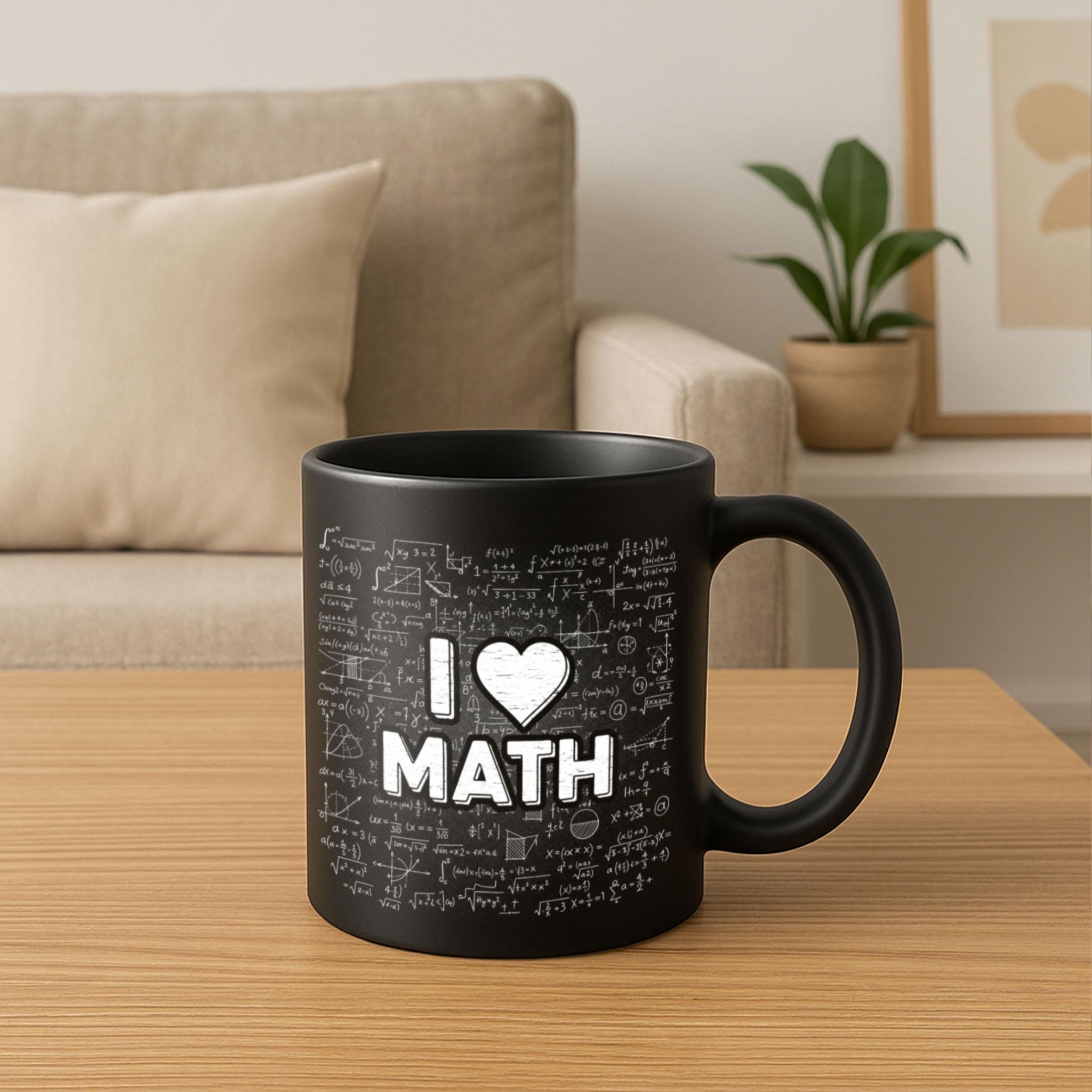 I Love Math Mug – Funny Math Teacher Gift, STEM Coffee Cup with Formula Design – Gift for Mathematicians, Students, or Nerds