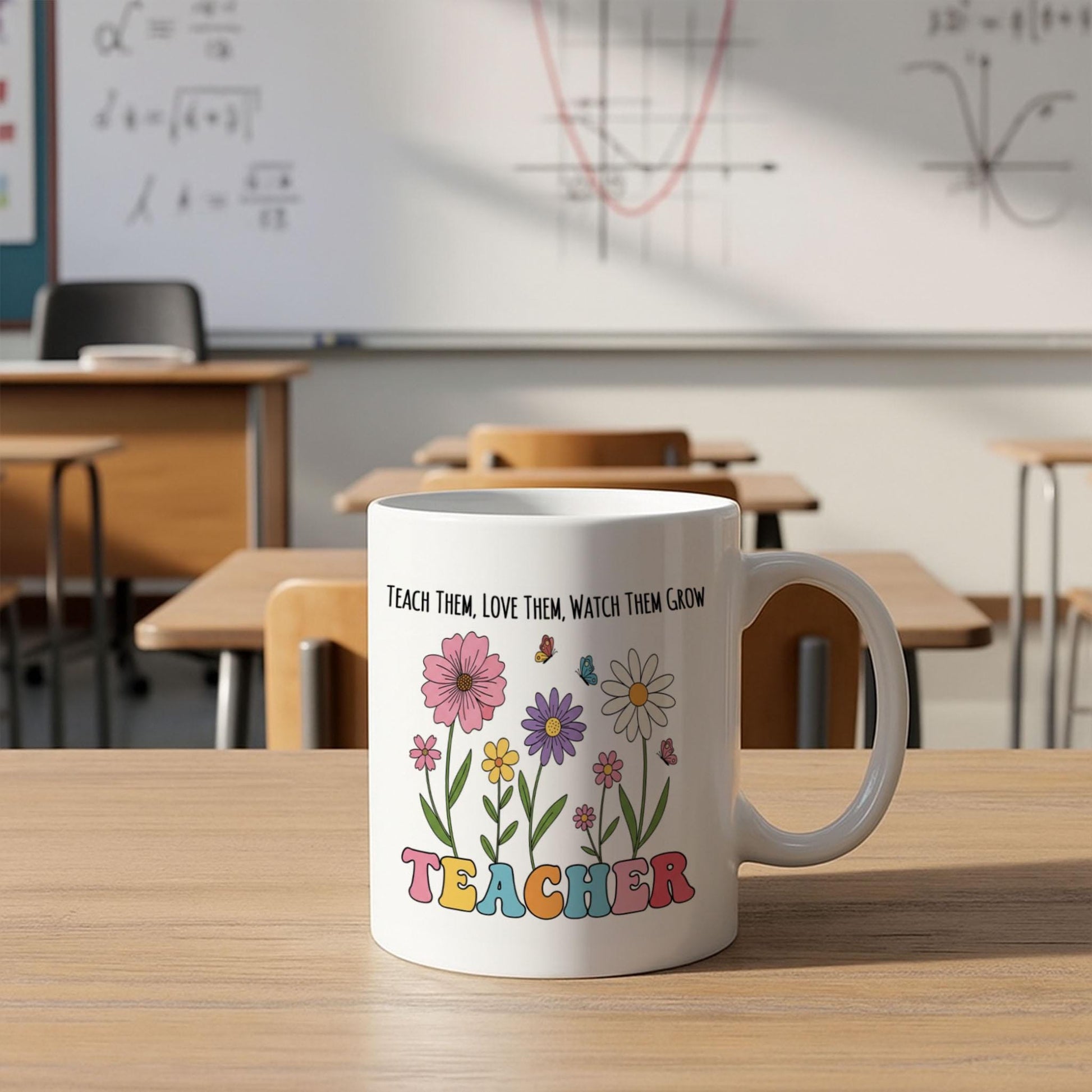 Floral Teacher Mug – Teach Them Love Them Watch Them Grow – Cute Gift for Educators, Back to School or Teacher Appreciation