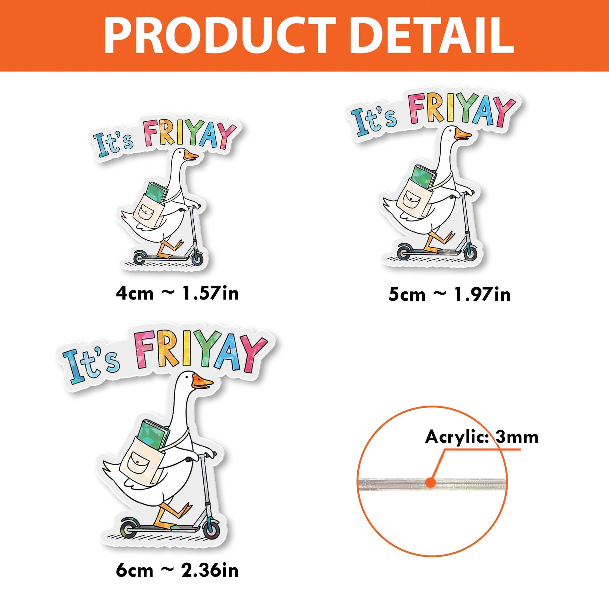 Funny Goose on Scooter Badge Reel - It's FRIYAY Retractable ID Holder for Nurses, Teachers, Students, Office Workers -Cute Animal Badge Clip