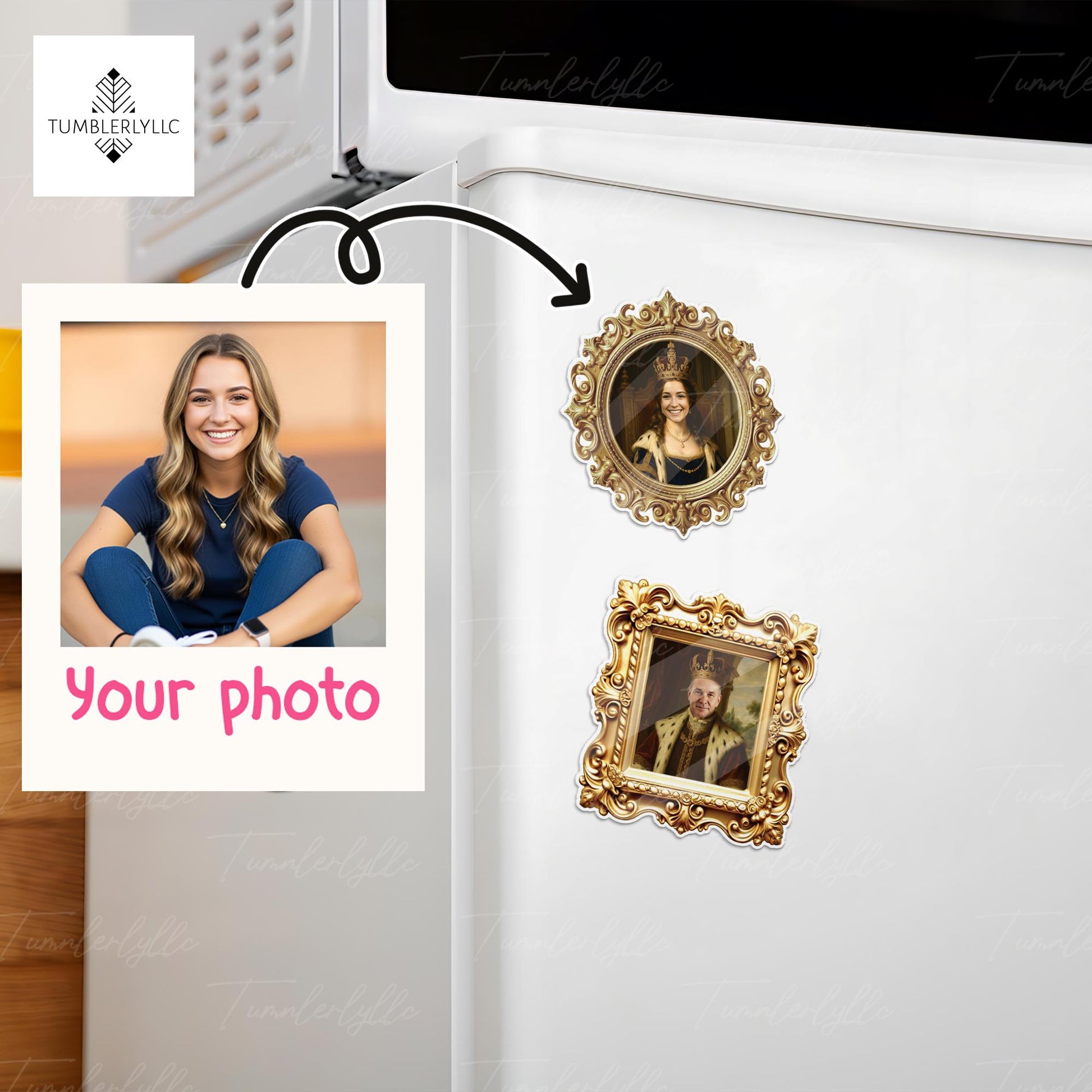 Custom Royal Portrait Locker Magnet, Personalized Photo Magnet for School Locker, Funny Back to School Gift for Teens, King Queen Theme
