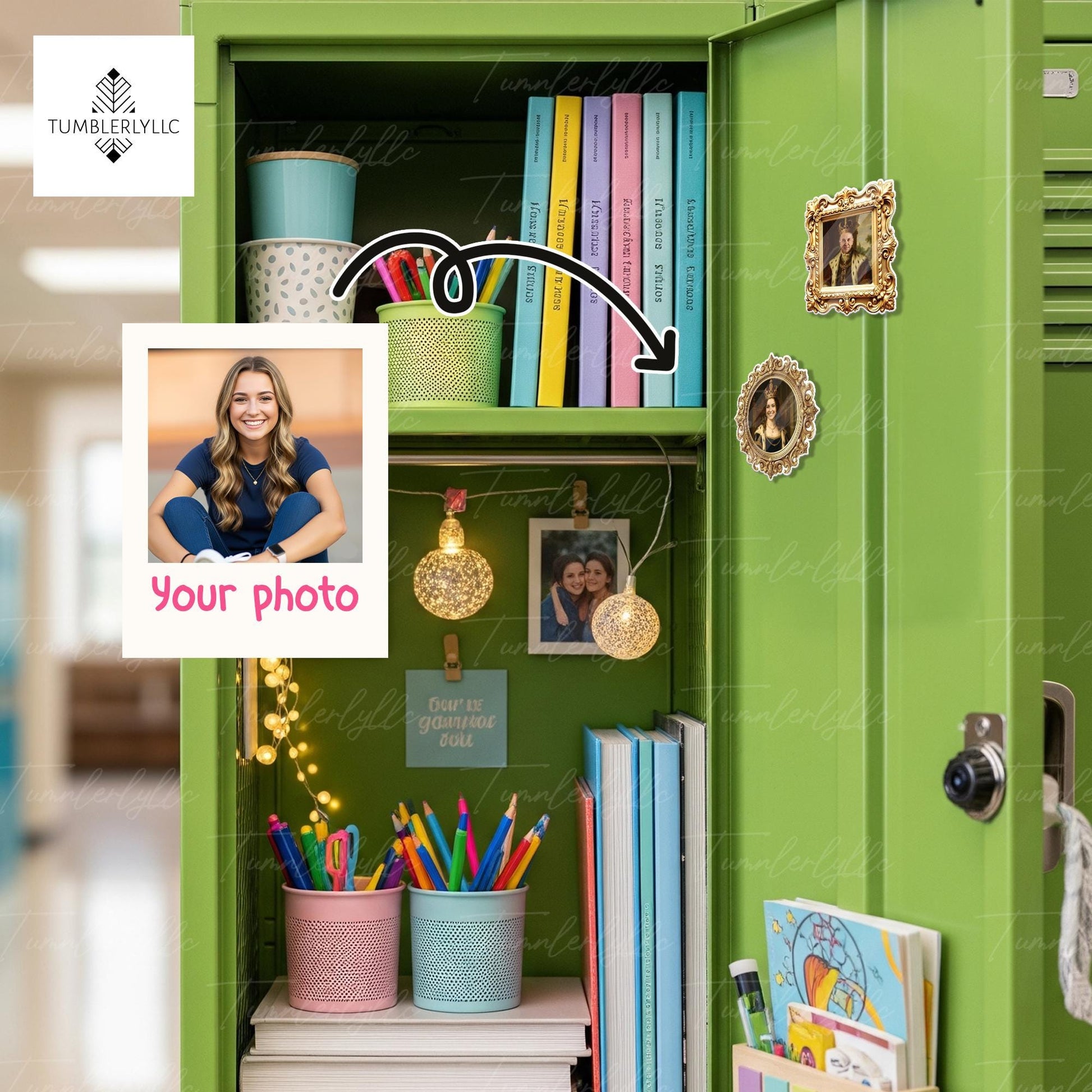 Custom Royal Portrait Locker Magnet, Personalized Photo Magnet for School Locker, Funny Back to School Gift for Teens, King Queen Theme