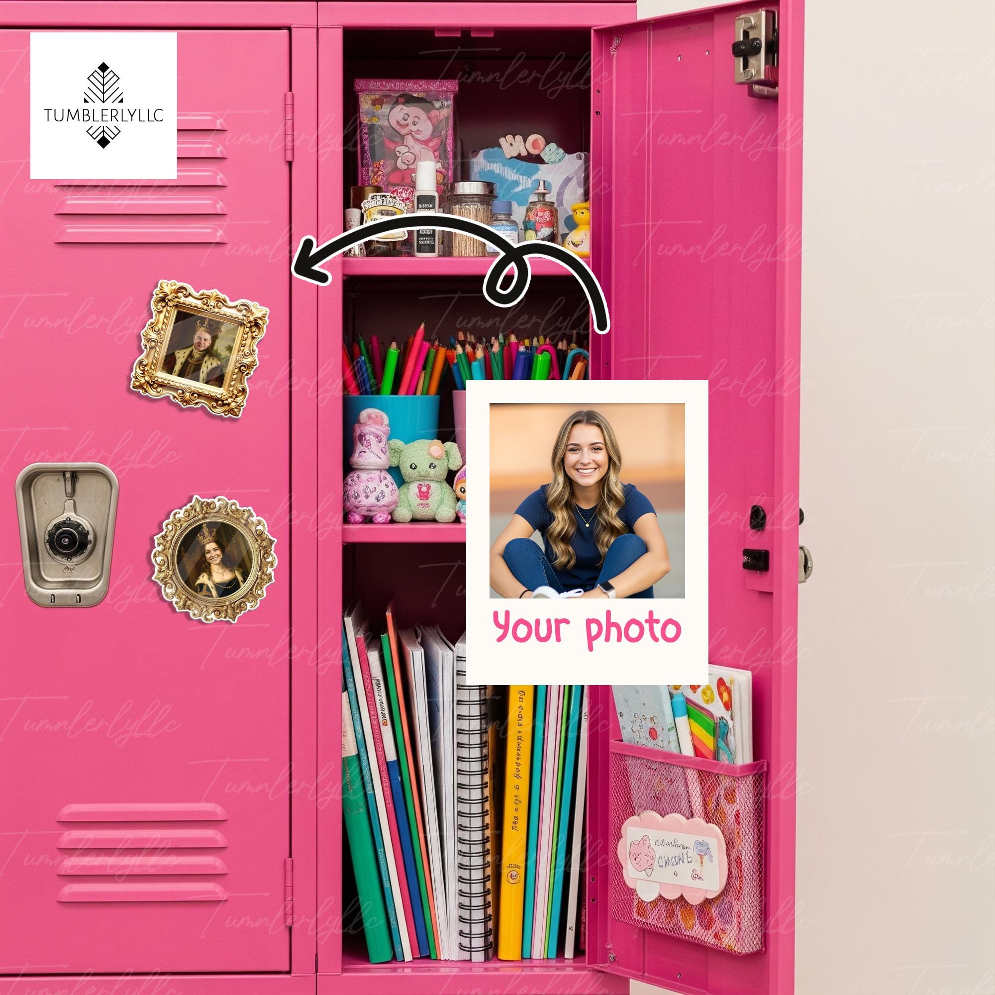 Custom Royal Portrait Locker Magnet, Personalized Photo Magnet for School Locker, Funny Back to School Gift for Teens, King Queen Theme