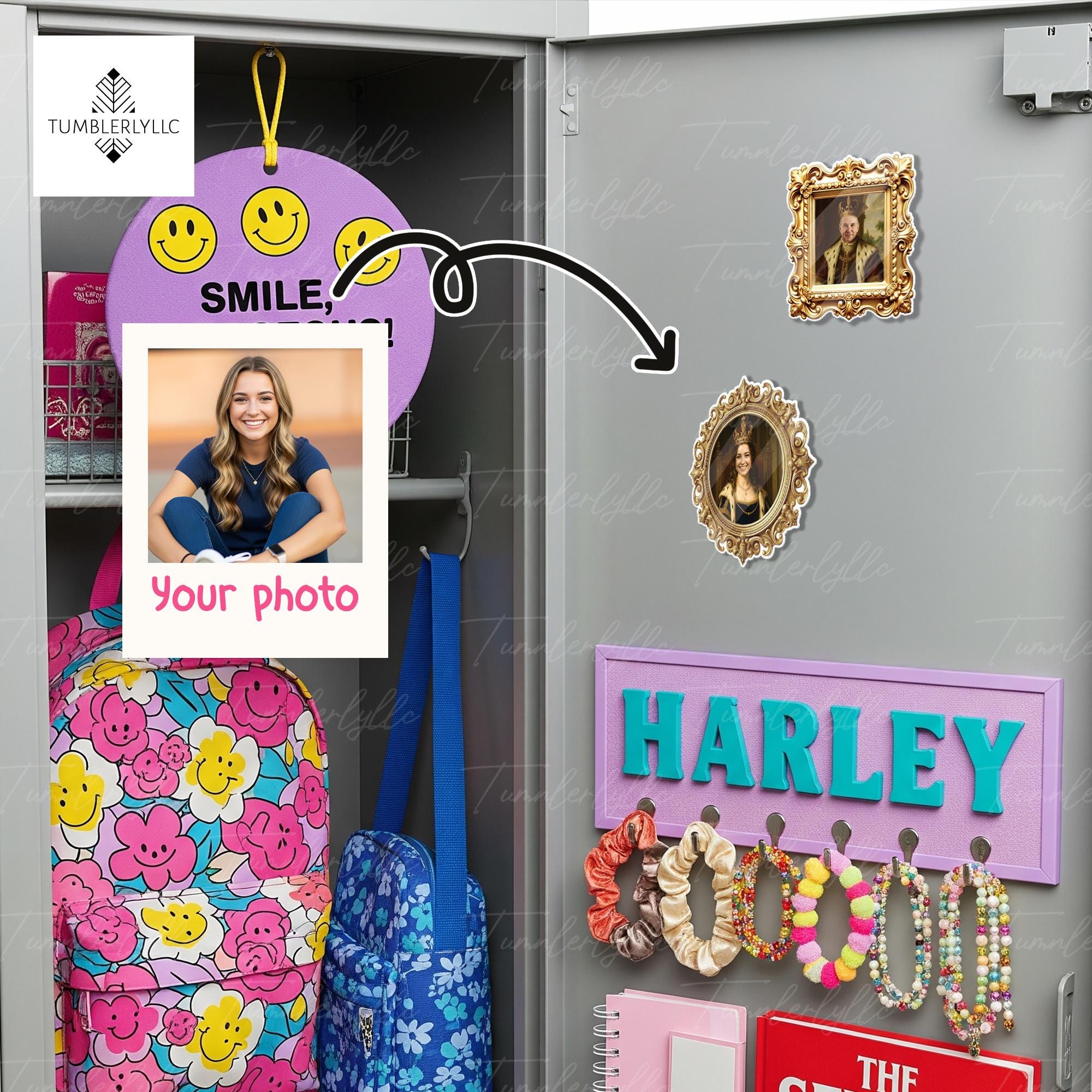 Custom Royal Portrait Locker Magnet, Personalized Photo Magnet for School Locker, Funny Back to School Gift for Teens, King Queen Theme