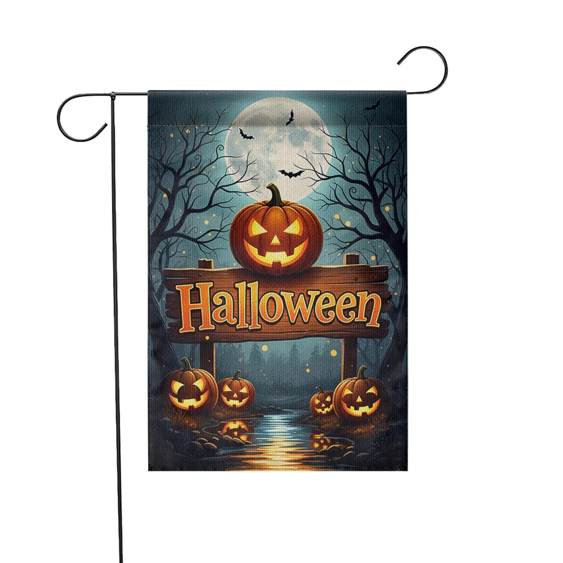 Halloween Garden Flag with Jack O'Lanterns | Fall Yard Decor | Spooky Pumpkin Outdoor Sign | Seasonal Autumn Decoration