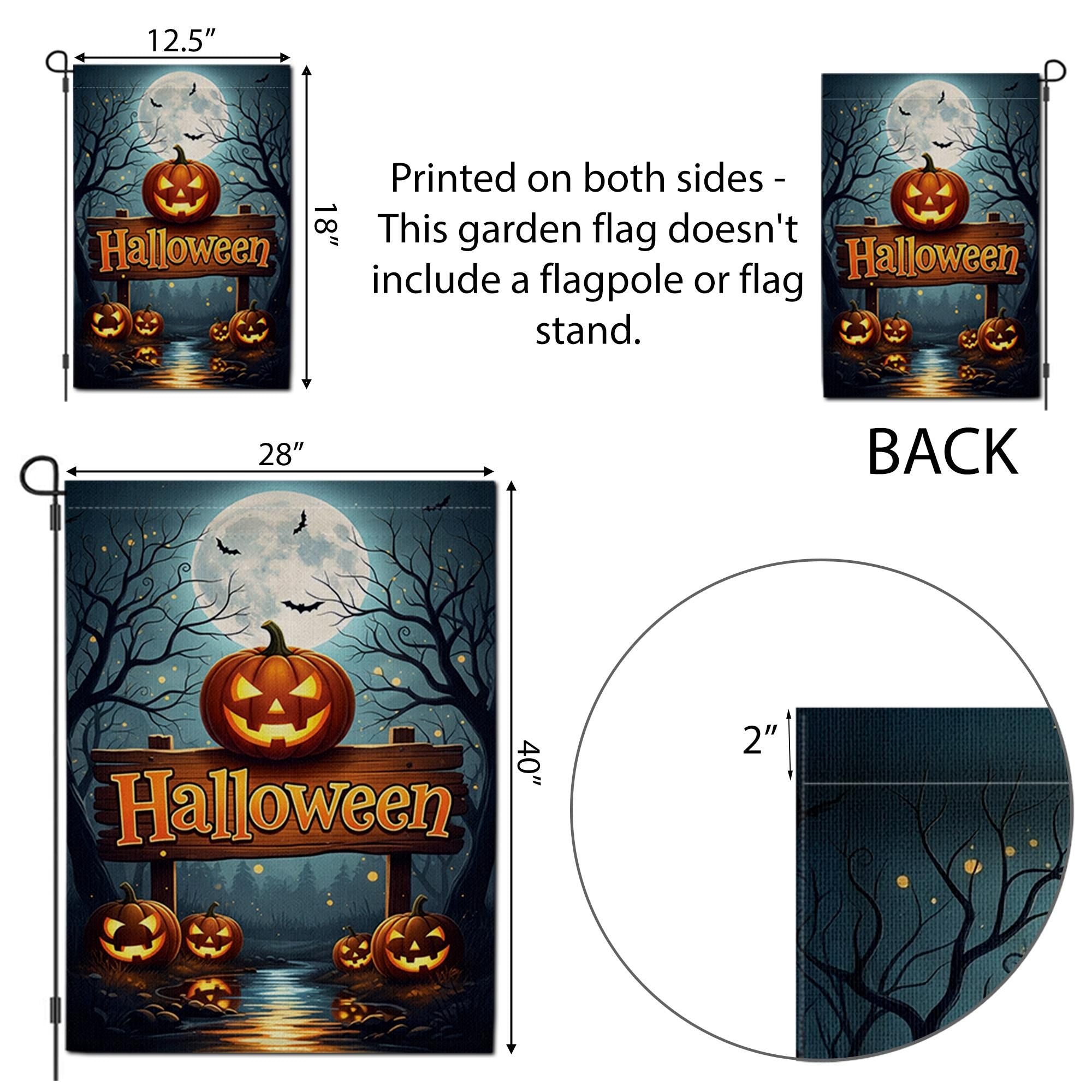 Halloween Garden Flag with Jack O'Lanterns | Fall Yard Decor | Spooky Pumpkin Outdoor Sign | Seasonal Autumn Decoration