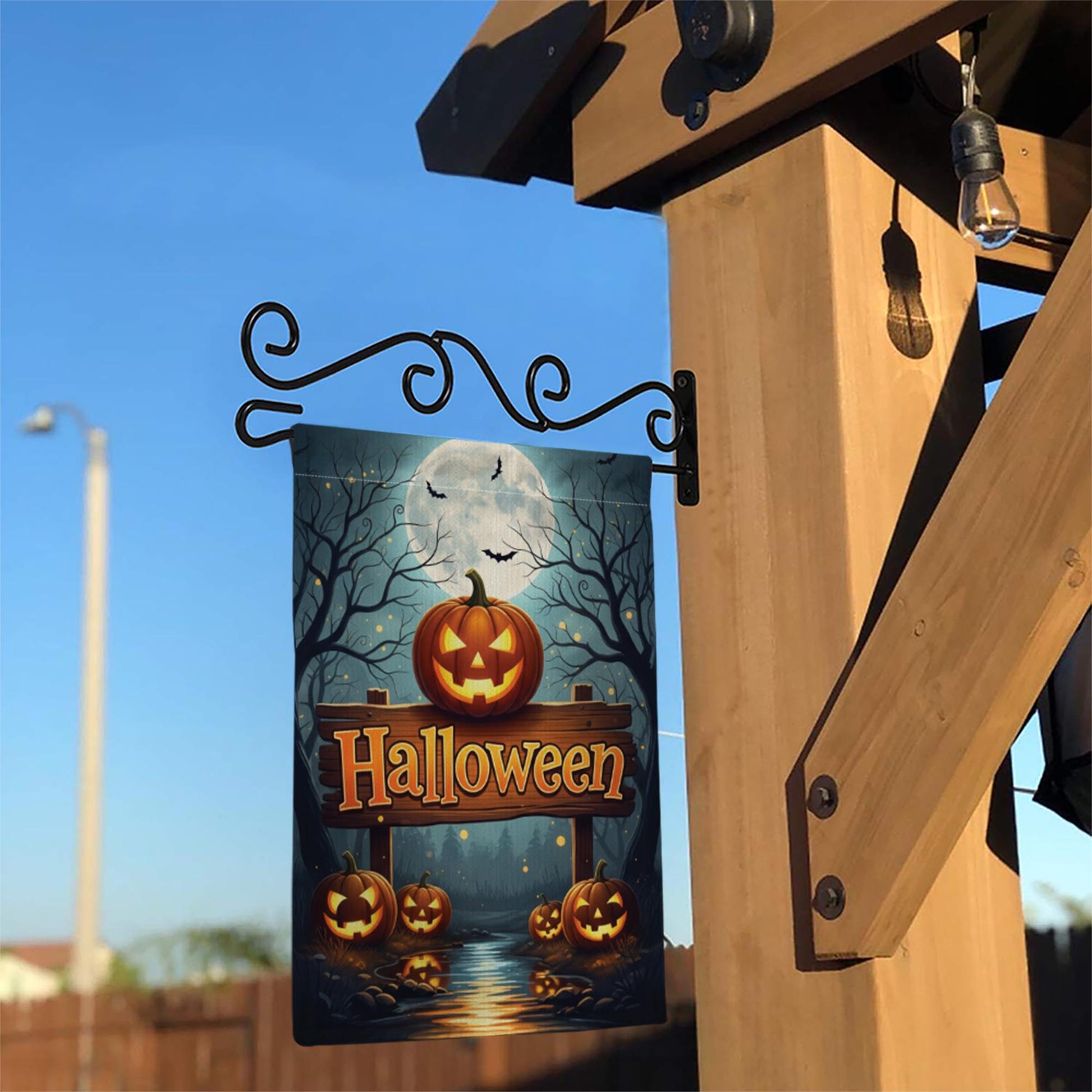 Halloween Garden Flag with Jack O'Lanterns | Fall Yard Decor | Spooky Pumpkin Outdoor Sign | Seasonal Autumn Decoration