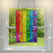 Rainbow Flower ACRYLIC Suncatcher, Acrylic Stained Glass Panel, Pride Window Decor, Colorful Floral Wall Hanging, Holographic Art Gift