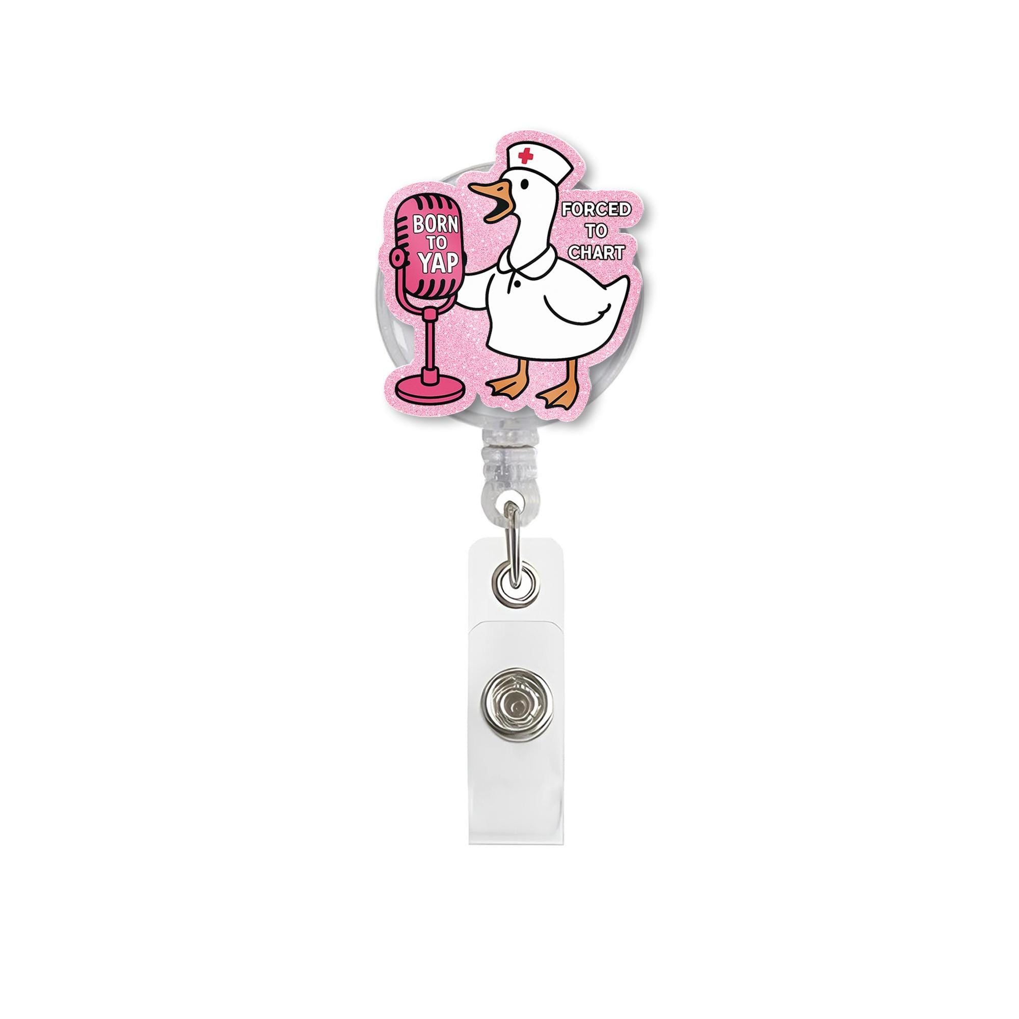 Funny Nurse Badge Reel, Goose ID Badge Holder, Born to Yap Badge Clip, Silly Animal RN Gift, Retractable Badge Reel