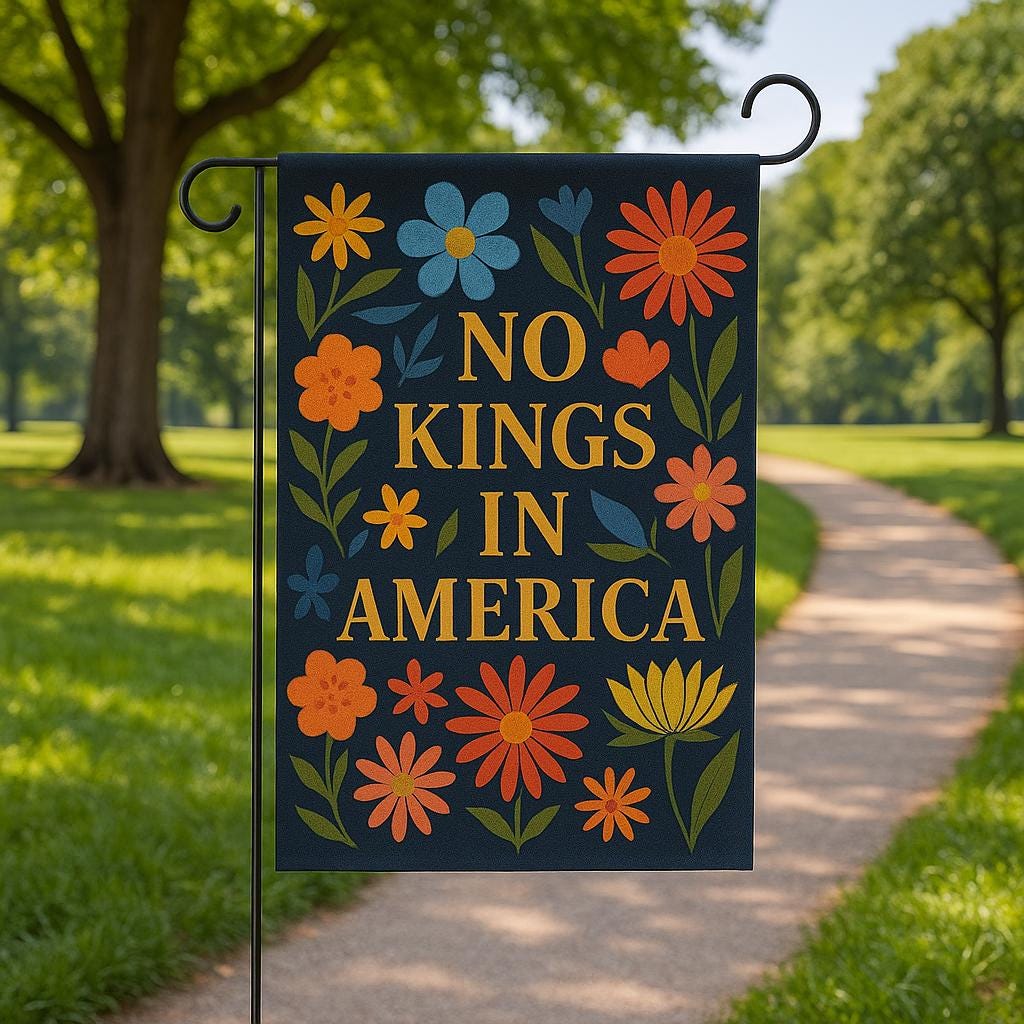 No Kings in America Garden Flag, Patriotic Yard Decor, Anti Monarchy Flag, Floral Outdoor Banner, Independence Day Sign