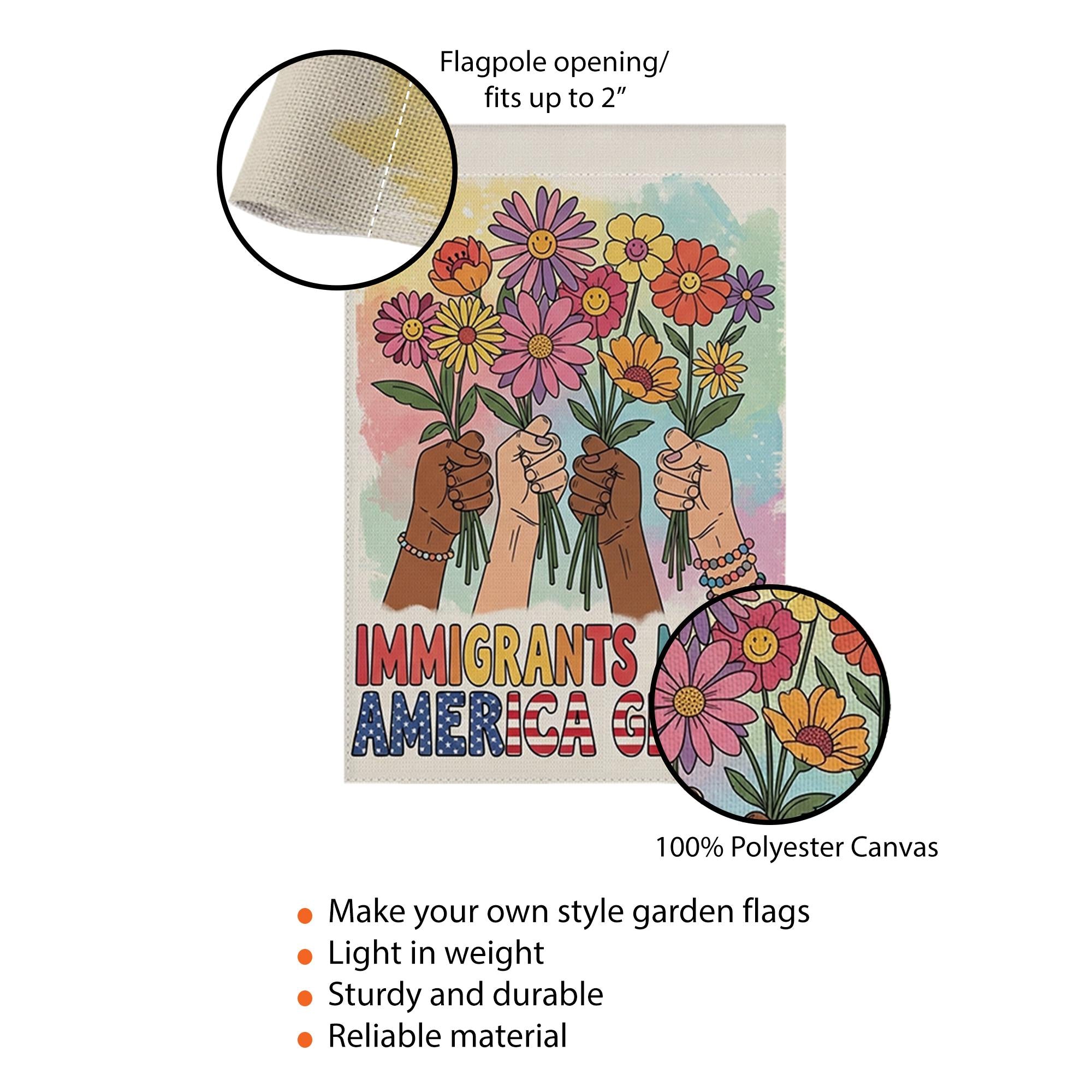 Immigrants Make America Great Garden Flag, Anti Racist Yard Decor, Diversity Inclusion Banner, Protest Pride Outdoor Sign
