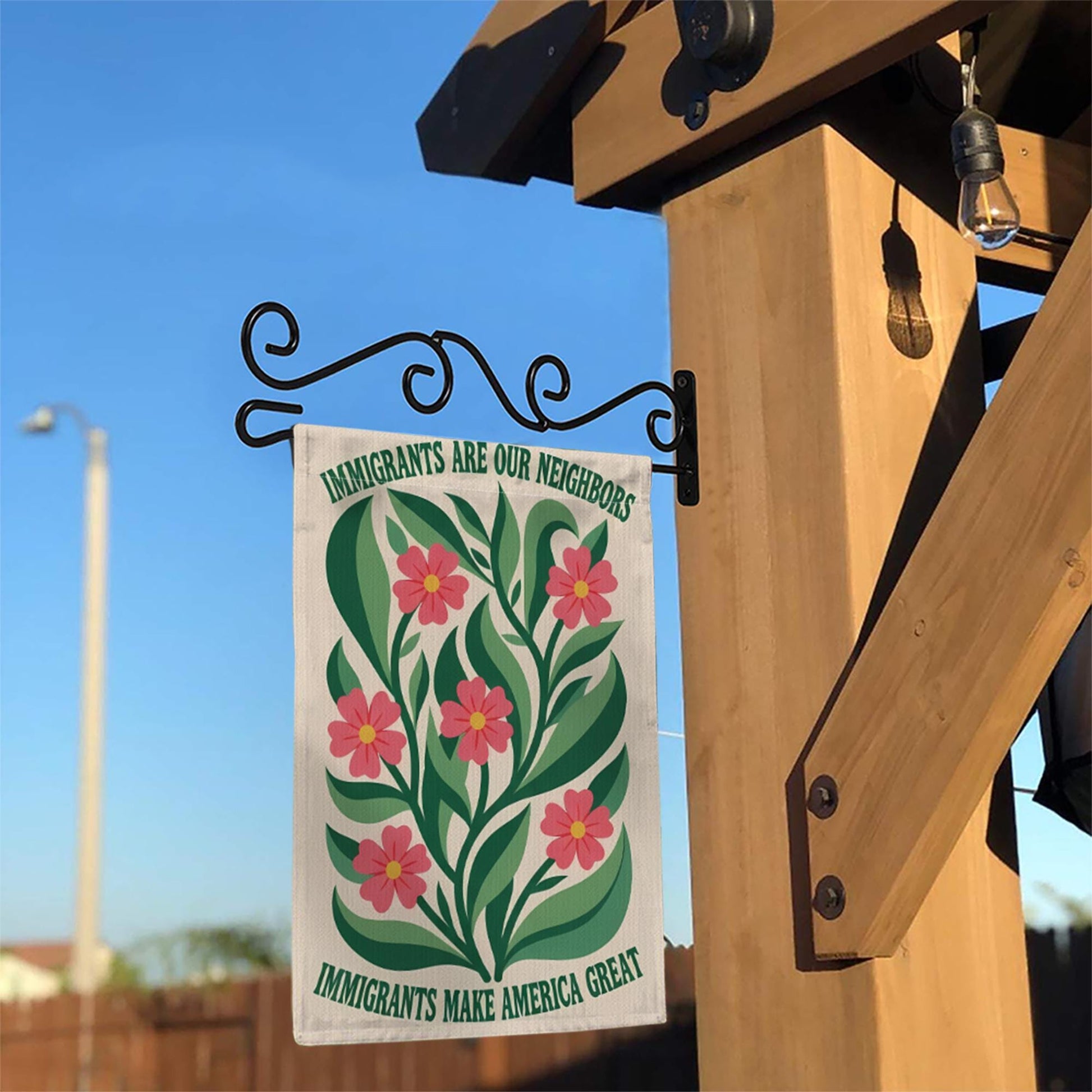 Immigrants Are Our Neighbors Garden Flag, Pro Immigrant Yard Sign, Floral Outdoor Decor, Diversity Equality Banner, Welcome Flag