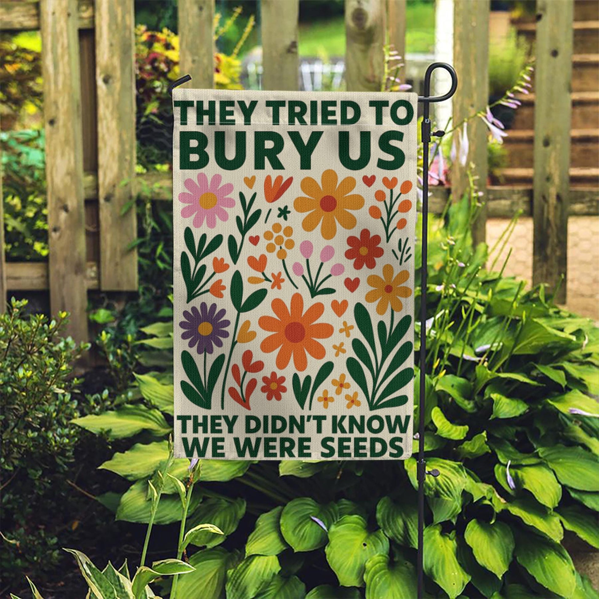 Immigrant Strength Yard Sign,They Tried to Bury Us Garden Flag, Resistance Floral Banner, Pro Immigrant Outdoor Decor