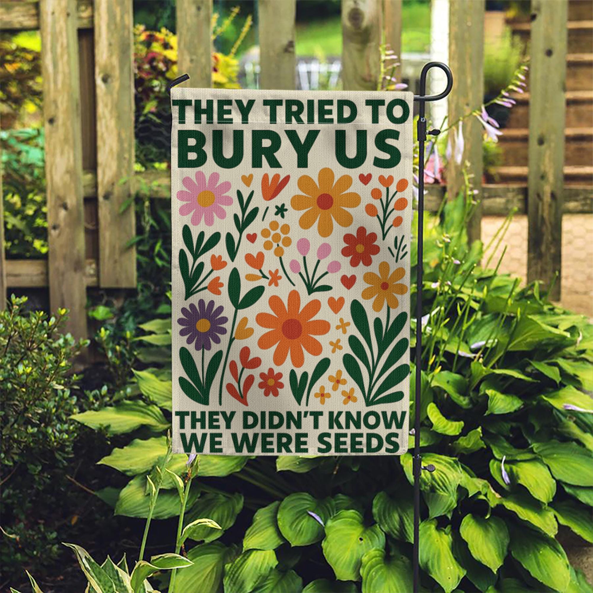 Immigrant Strength Yard Sign,They Tried to Bury Us Garden Flag, Resistance Floral Banner, Pro Immigrant Outdoor Decor