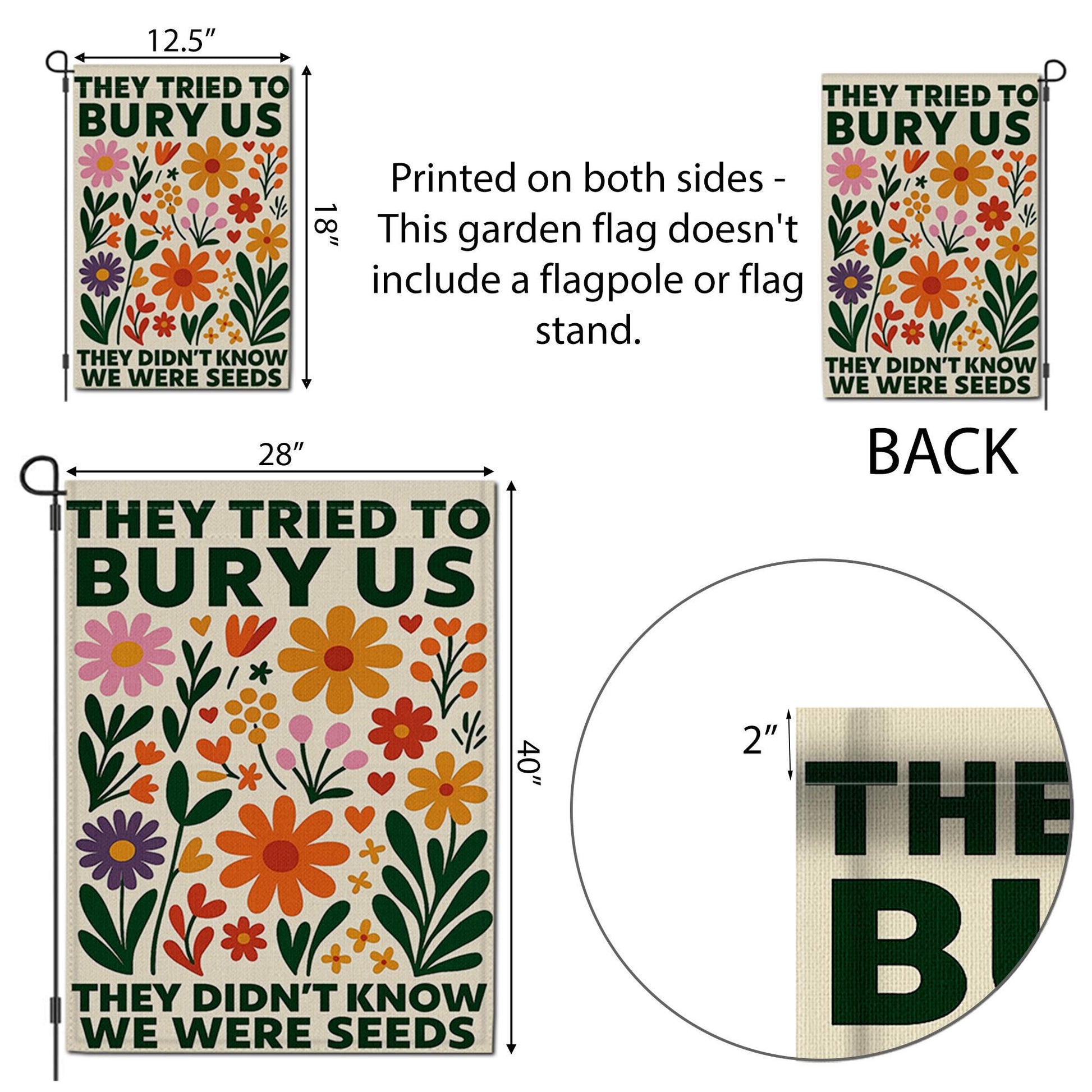 Immigrant Strength Yard Sign,They Tried to Bury Us Garden Flag, Resistance Floral Banner, Pro Immigrant Outdoor Decor